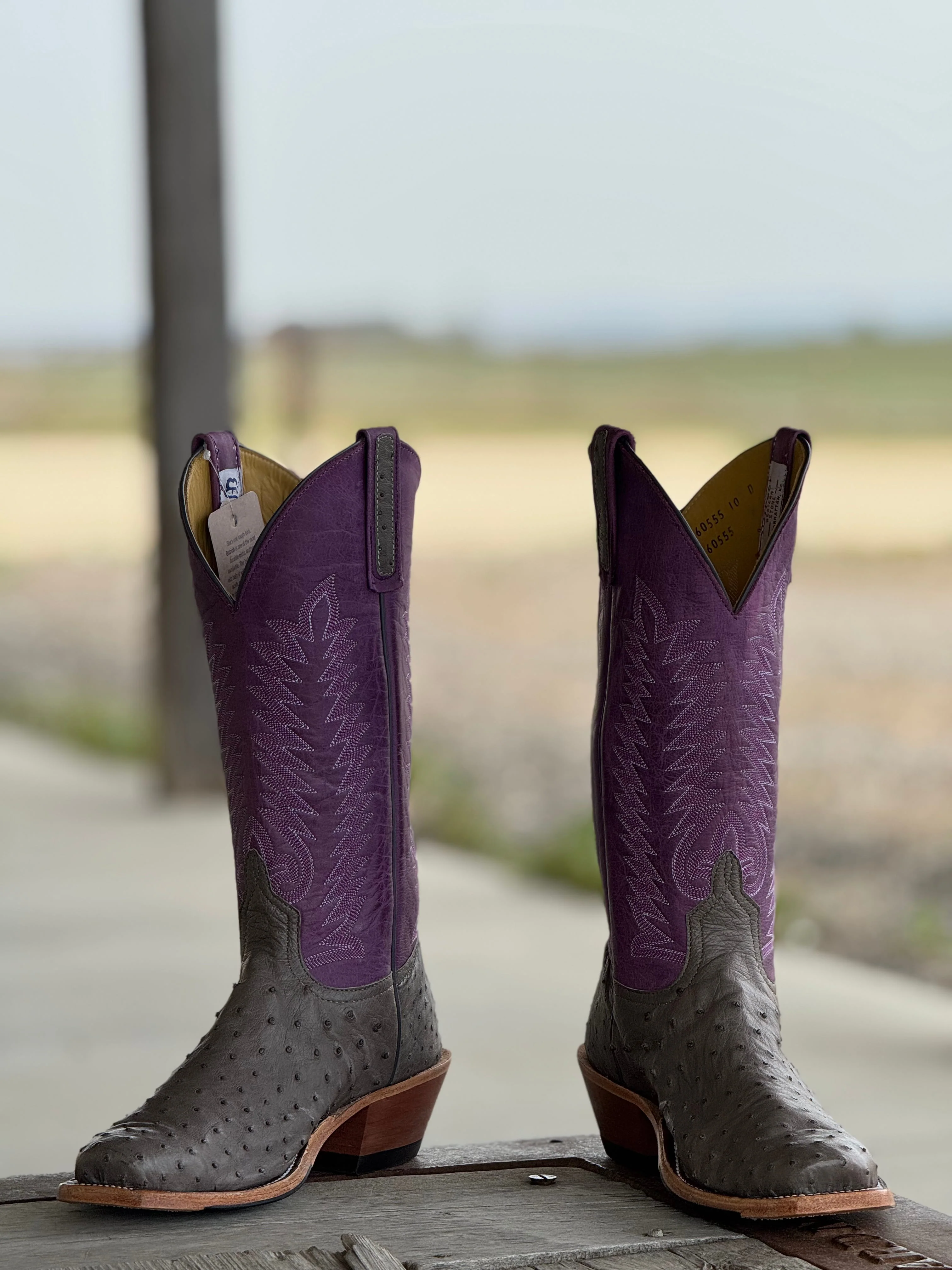 Anderson Bean | Serpentine Grey Full Quill Ostrich Boot