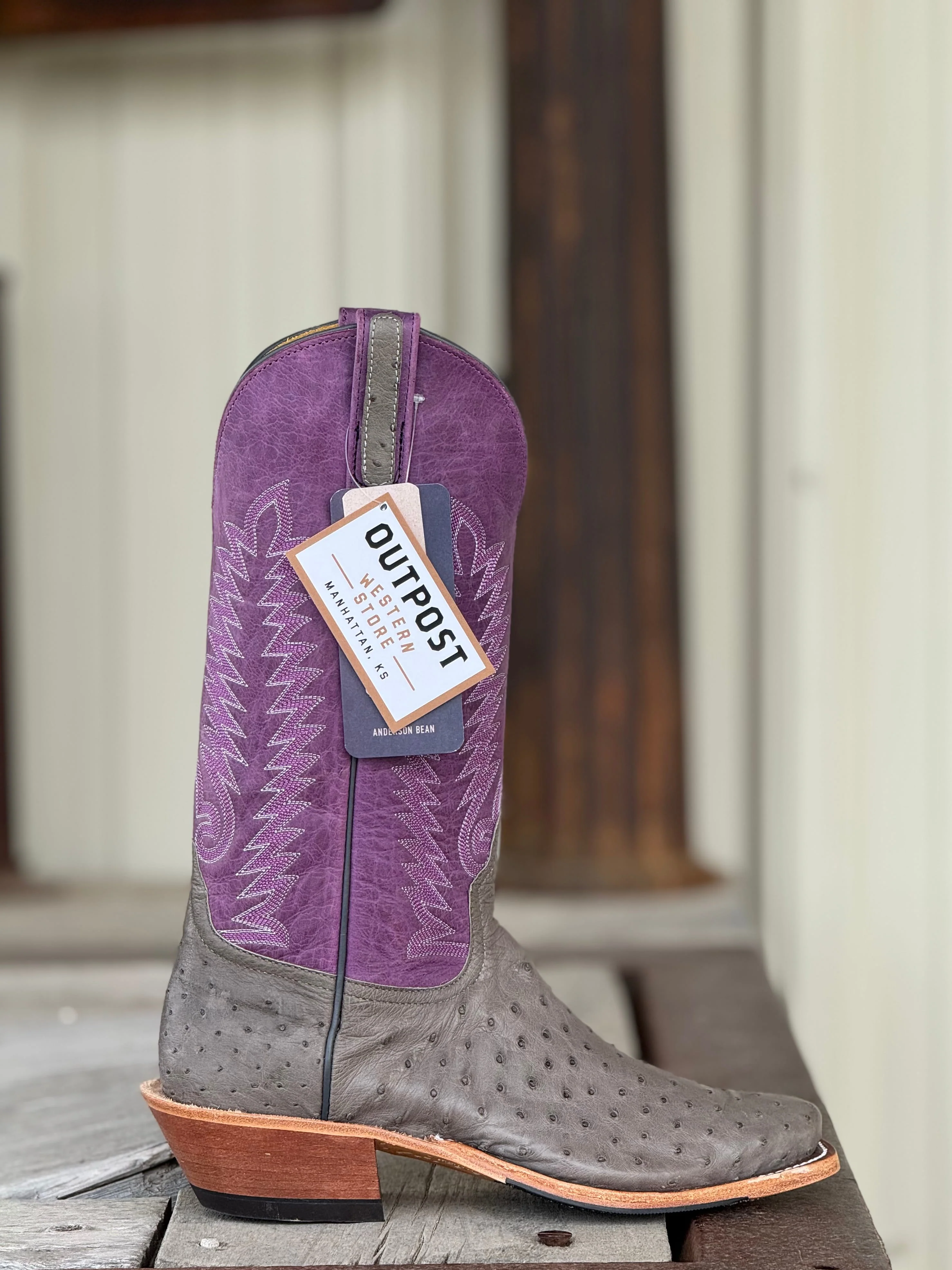 Anderson Bean | Serpentine Grey Full Quill Ostrich Boot - Image 2