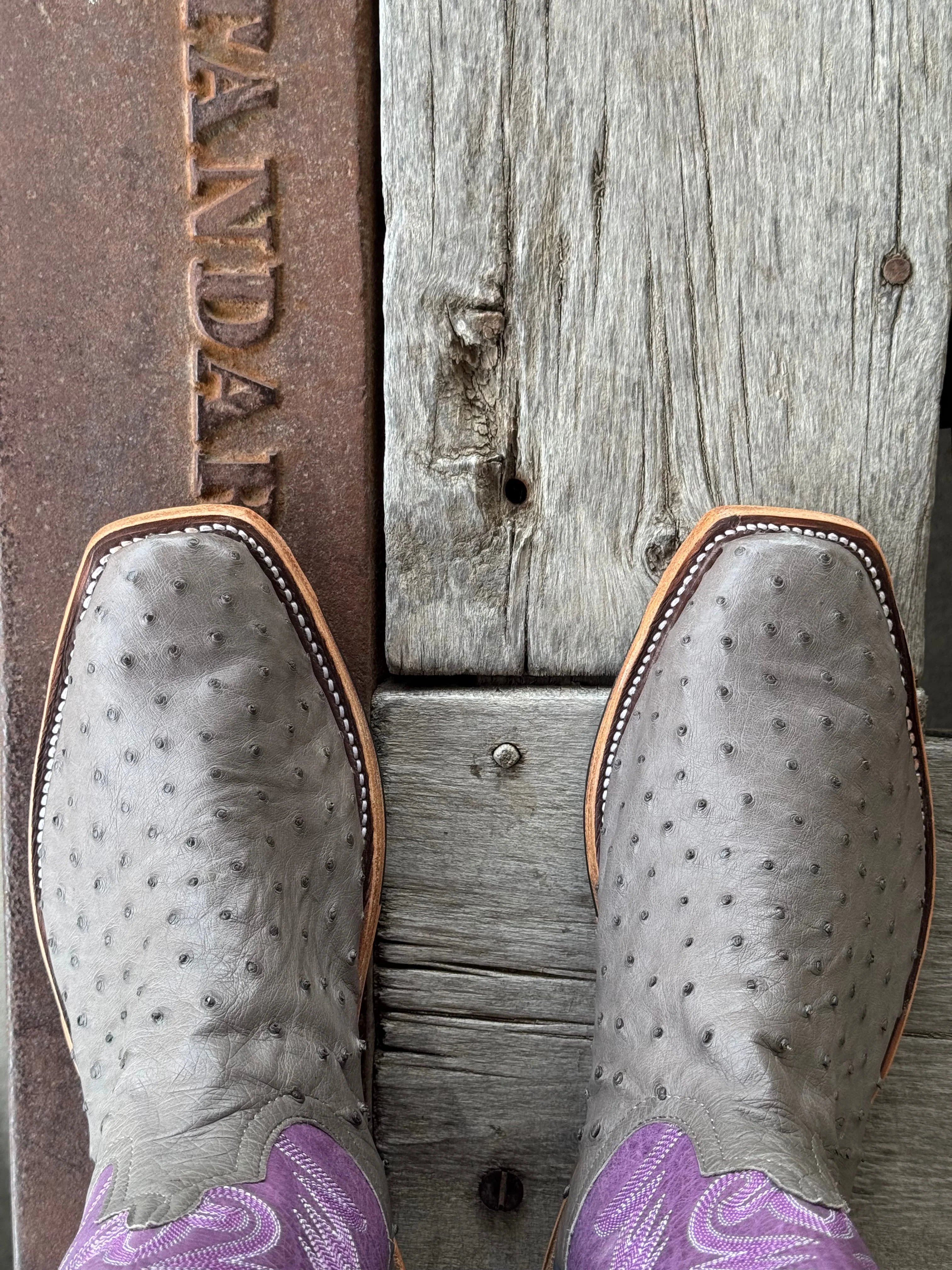 Anderson Bean | Serpentine Grey Full Quill Ostrich Boot - Image 3