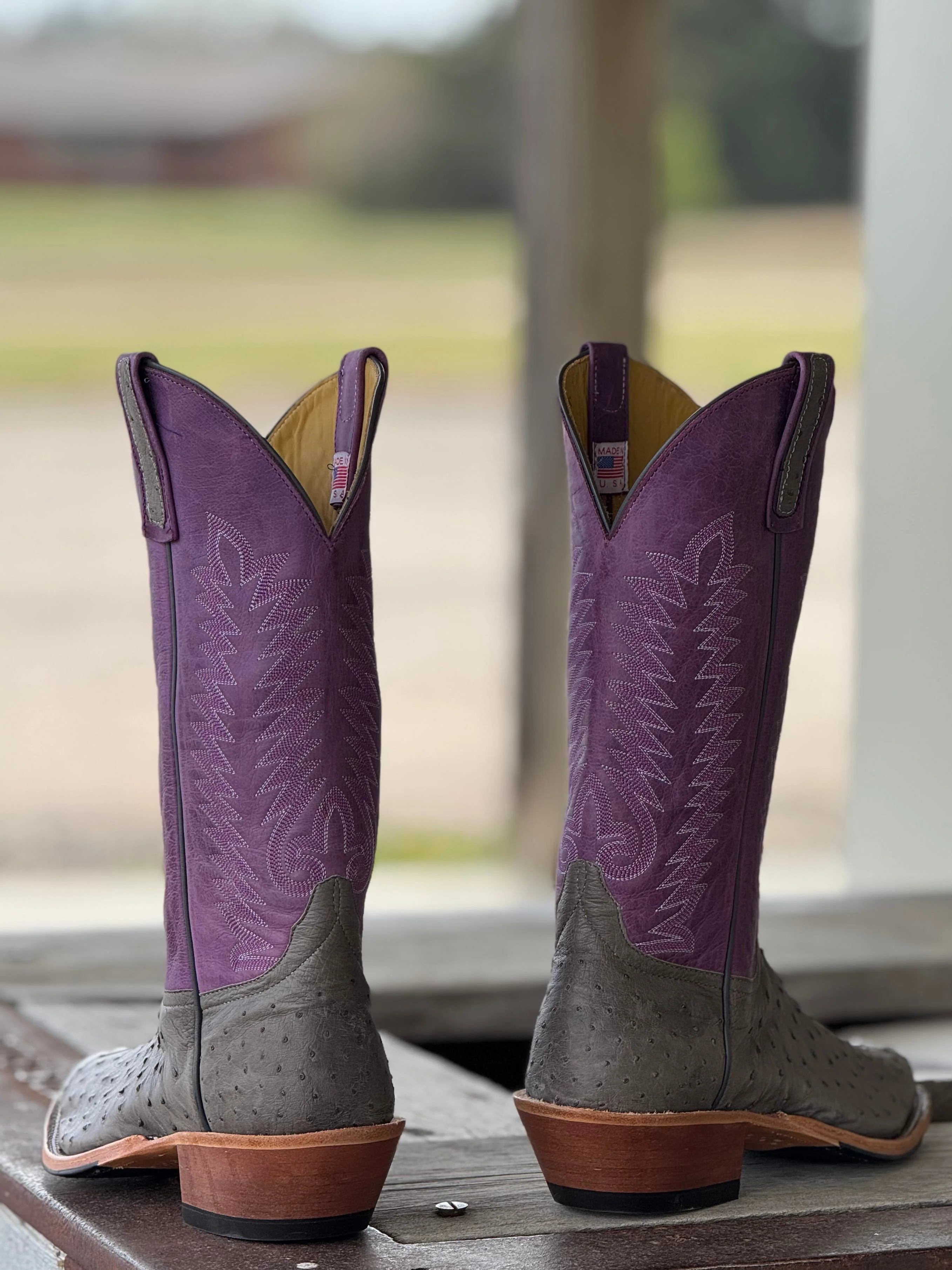 Anderson Bean | Serpentine Grey Full Quill Ostrich Boot - Image 4