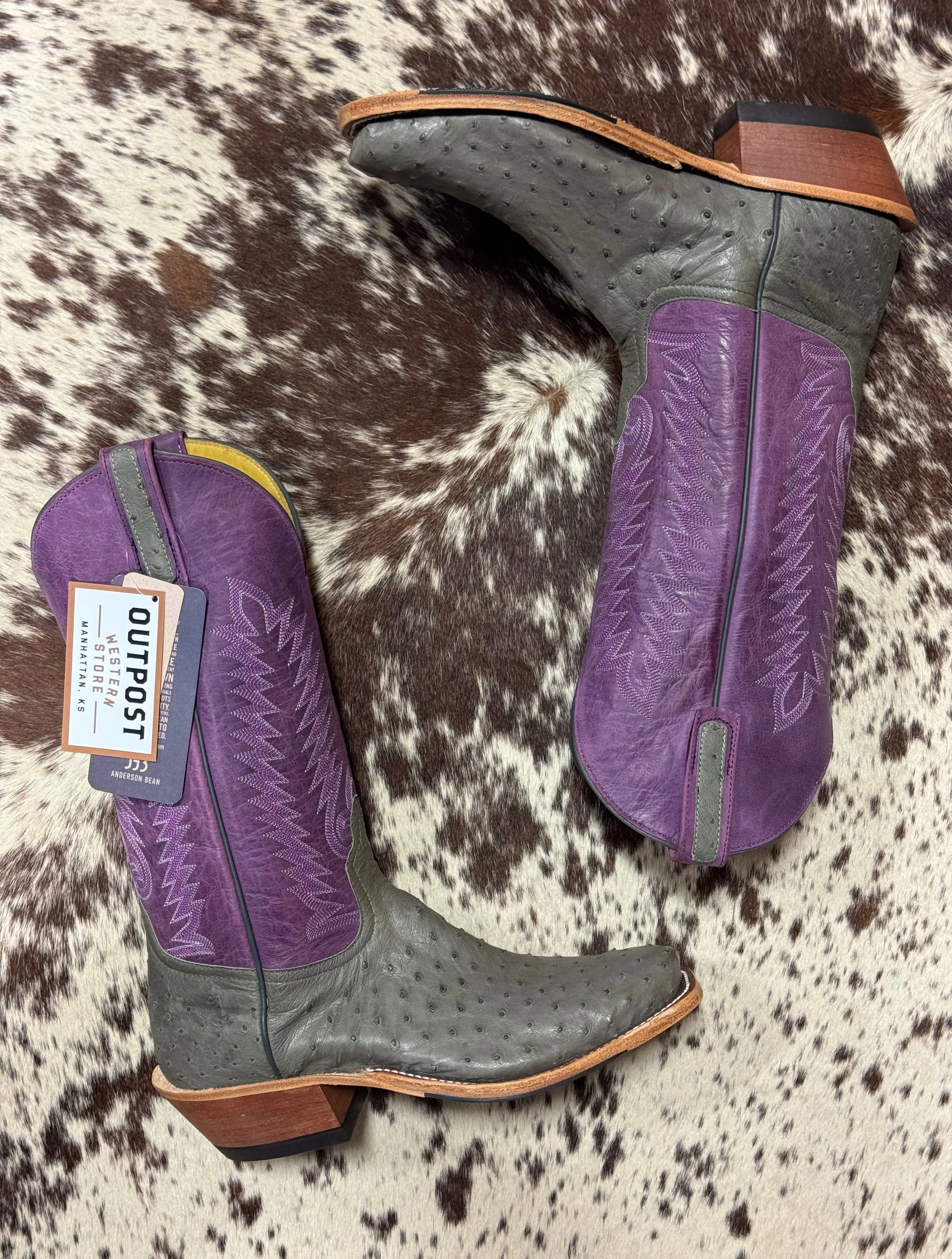Anderson Bean | Serpentine Grey Full Quill Ostrich Boot - Image 5