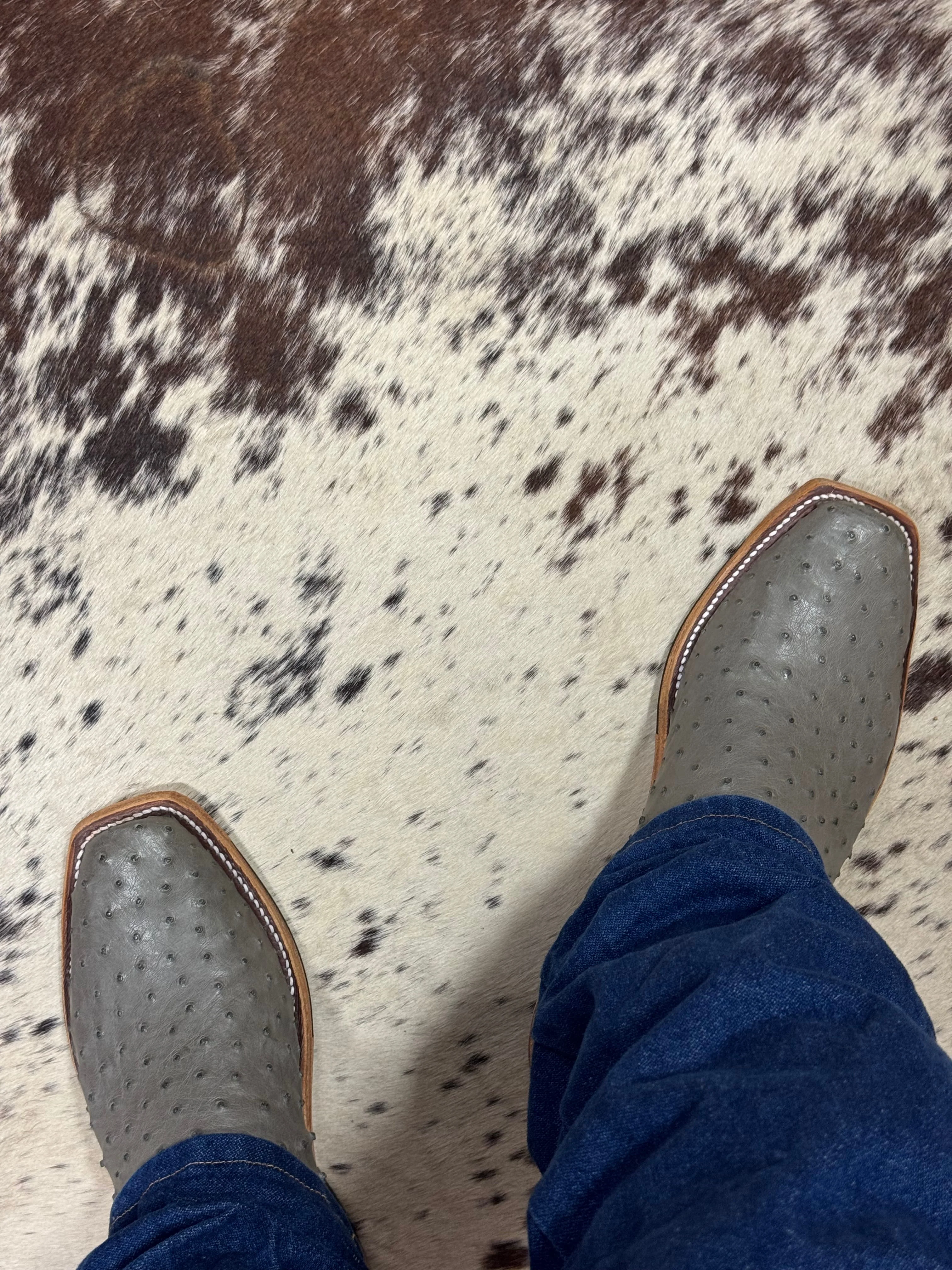 Anderson Bean | Serpentine Grey Full Quill Ostrich Boot - Image 6