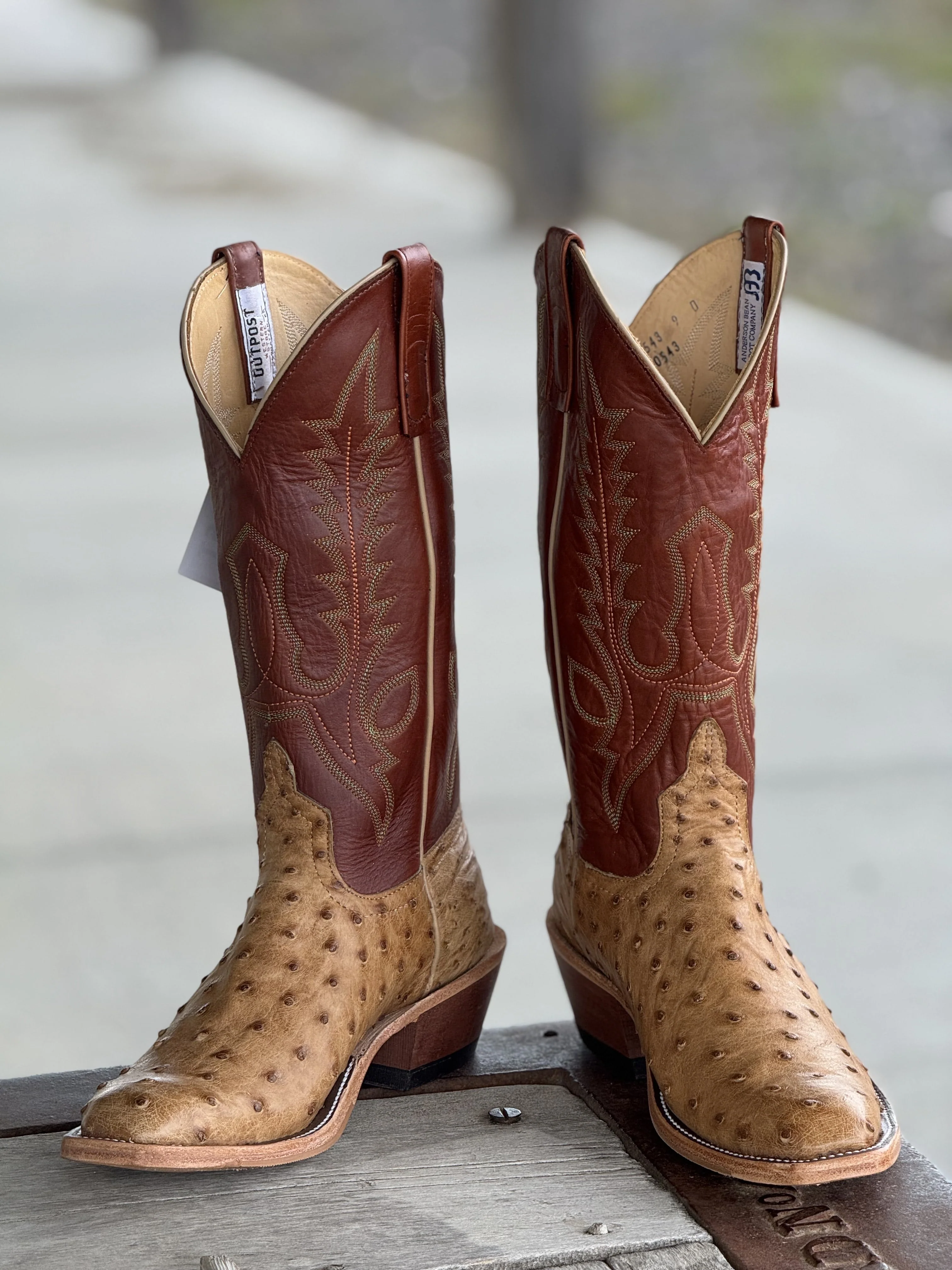 Anderson Bean | Umber Bruciato Ostrich SQ Toe Boot