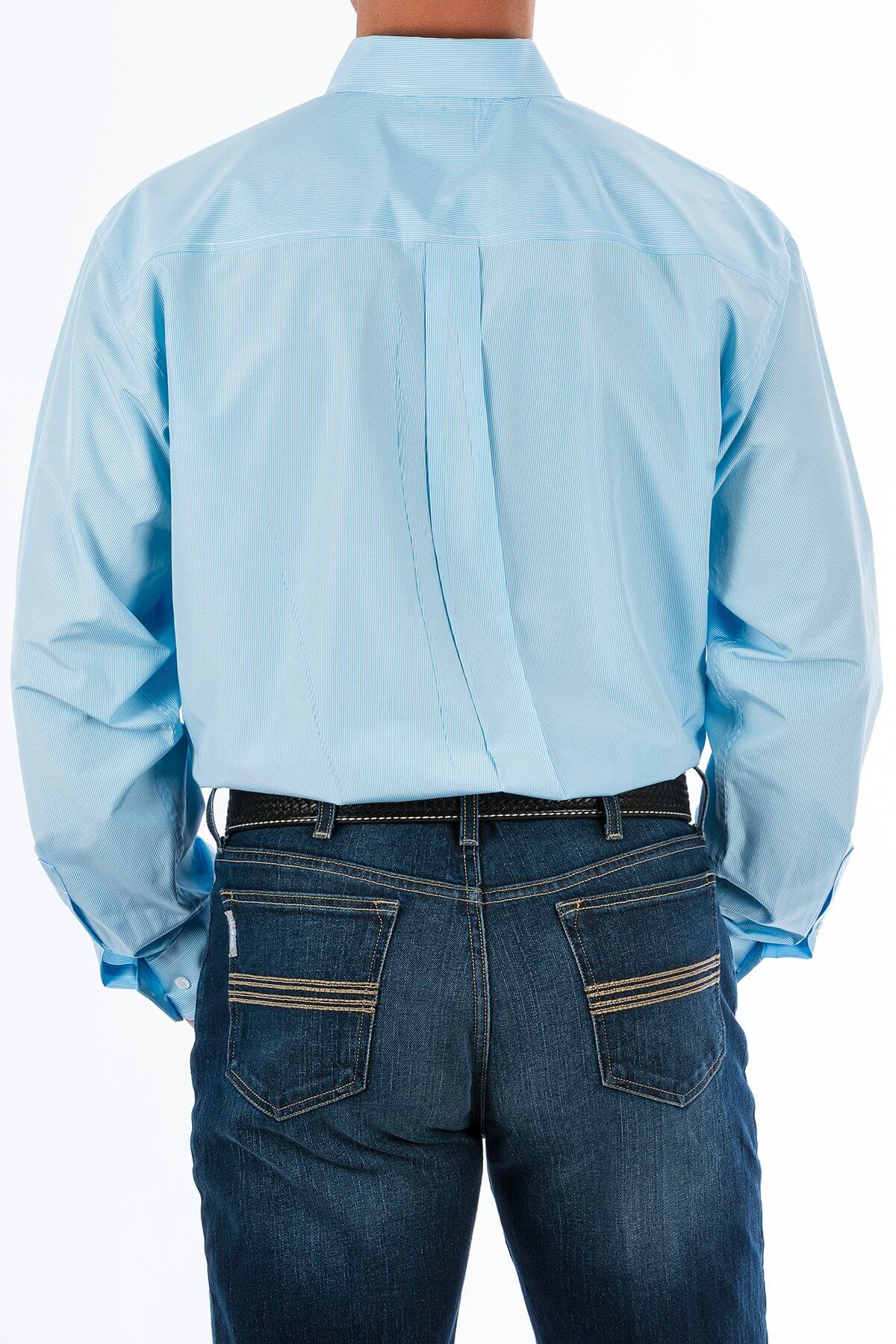 Cinch | Light Blue Micro Stripe LS Shirt - Image 2