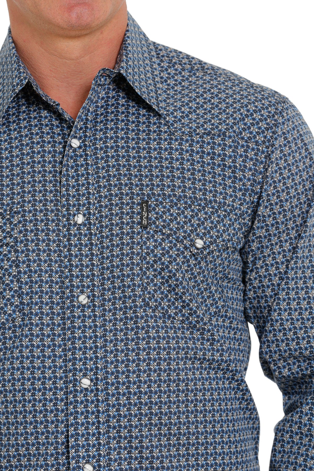 Cinch | Navy/Multi Modern Fit Print LS Shirt - Image 4