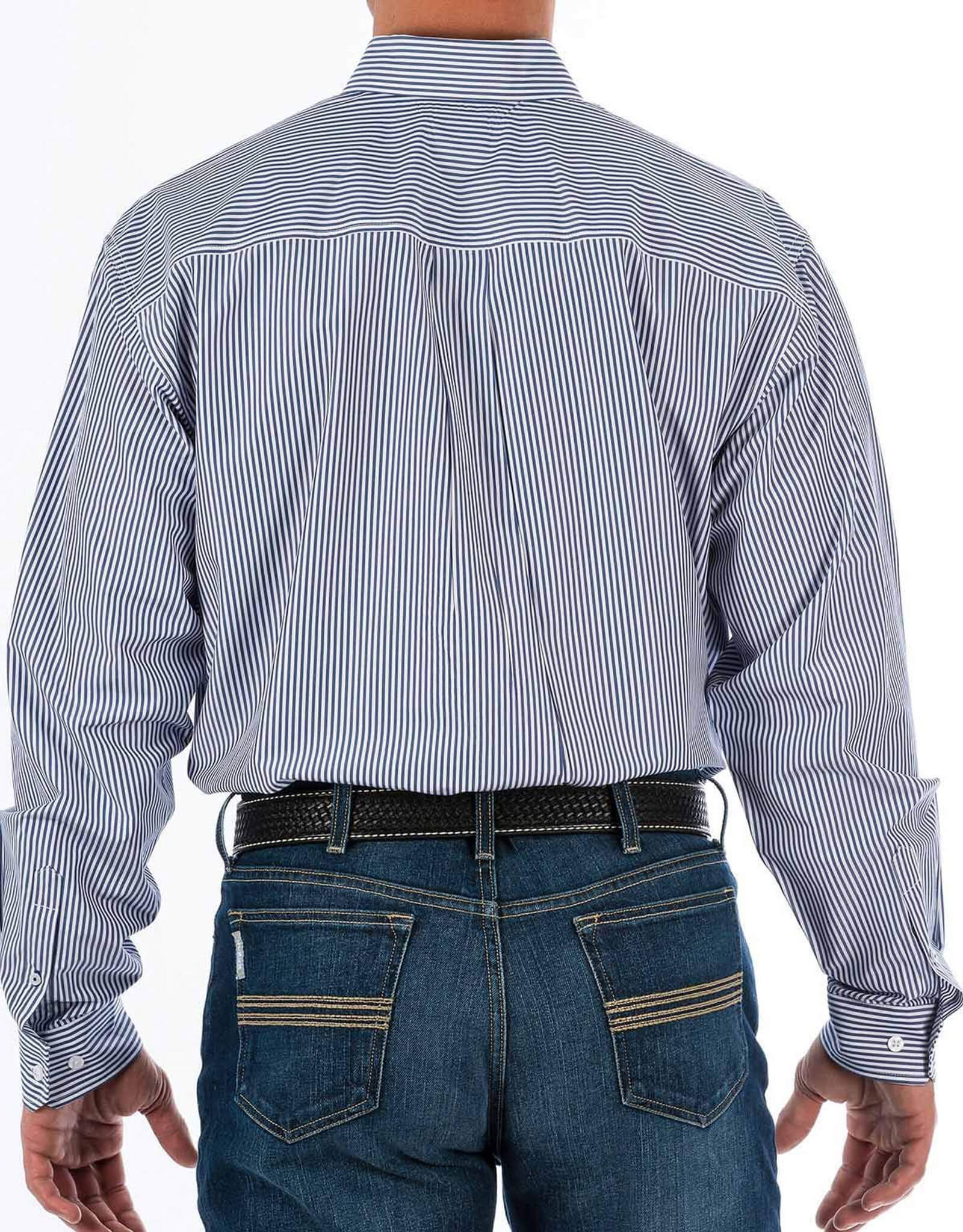 Cinch | Royal Blue Striped LS Shirt - Image 2