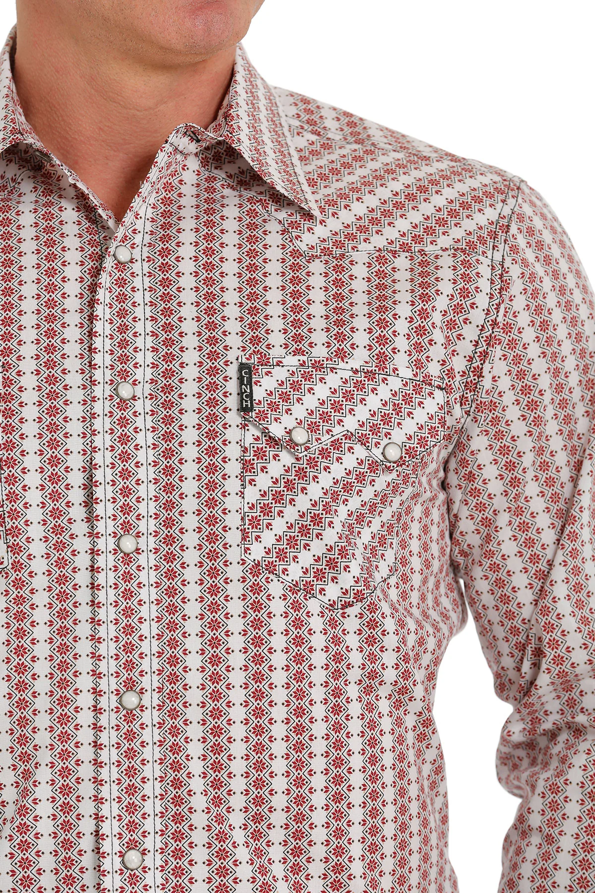 Cinch | White Striped Modern Fit Print LS Shirt - Image 4