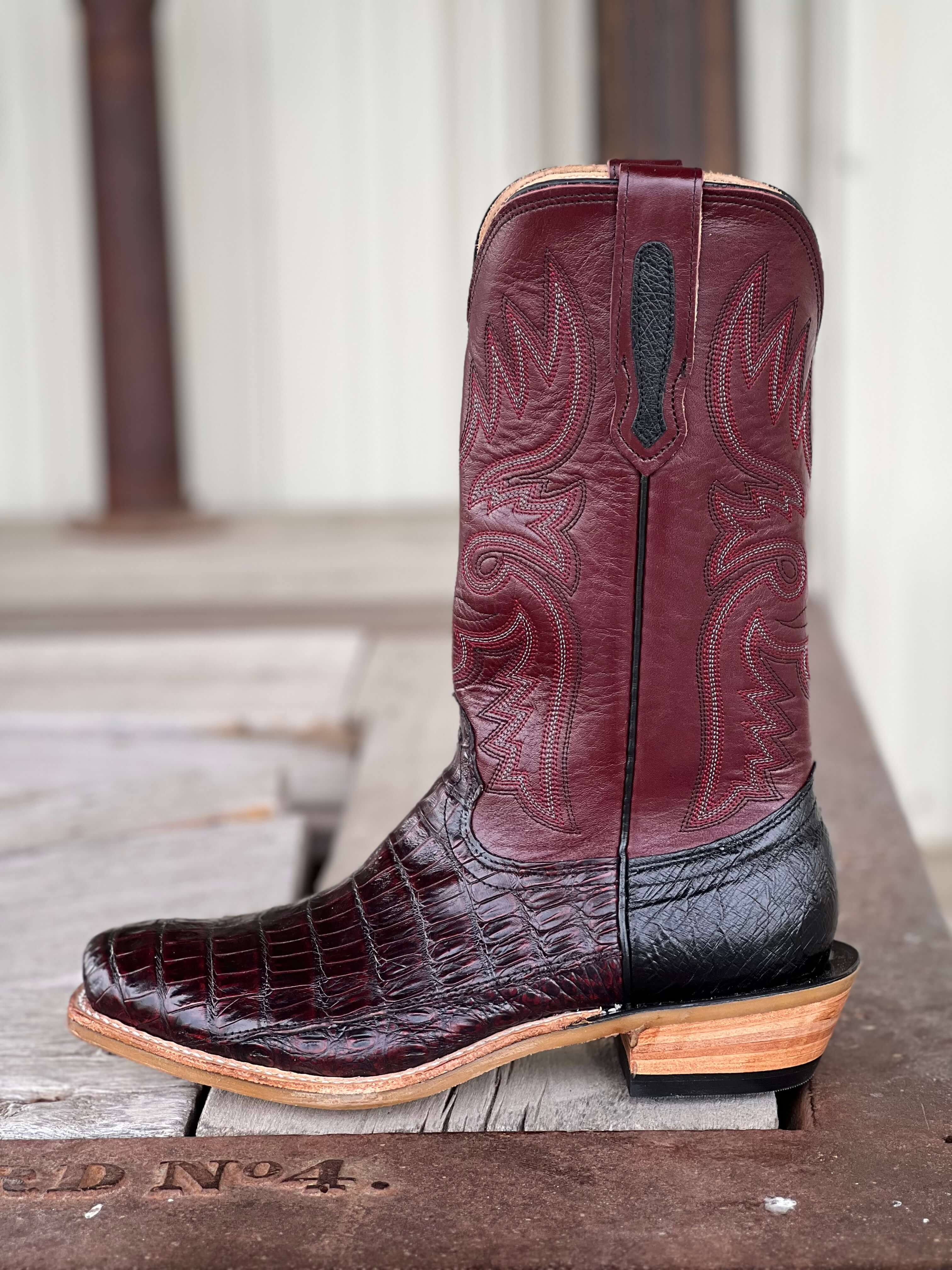Fenoglio Boot Co. | Black Cherry Caiman Boot - Image 2