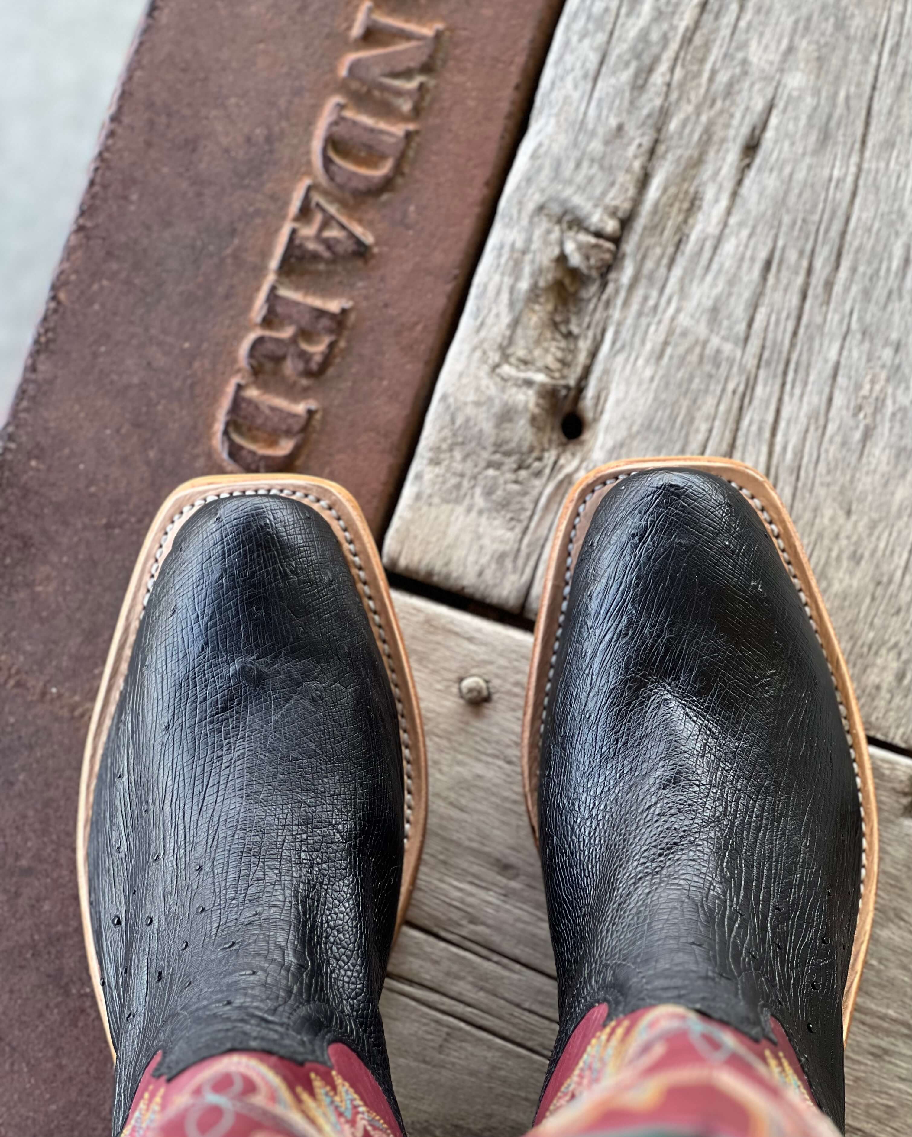 Fenoglio Boot Co. | Black Smooth Ostrich Cabernet Boot - Image 3