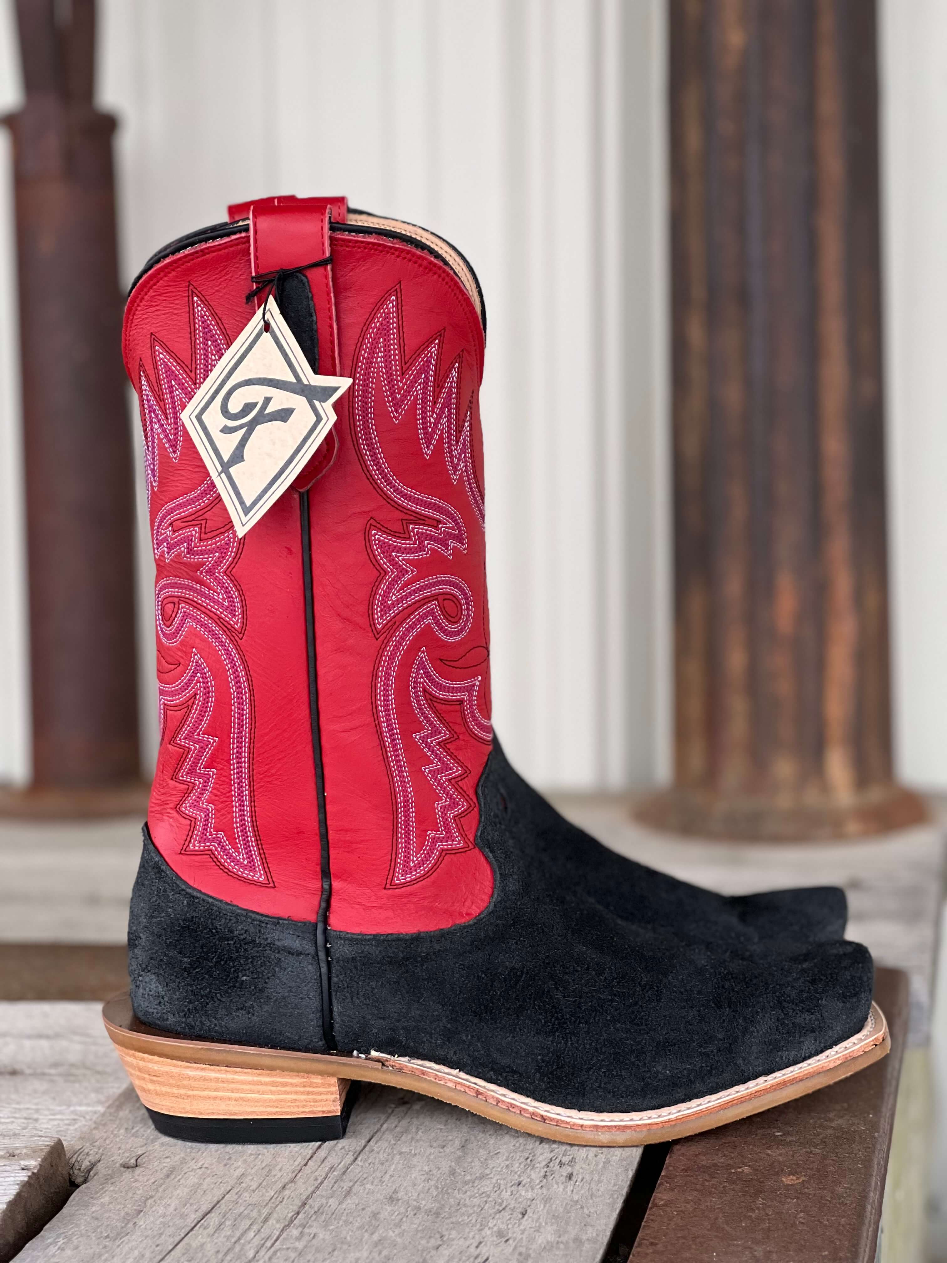 Fenoglio Boot Co. | Black Victoria Roughout w/ Red Boot - Image 2