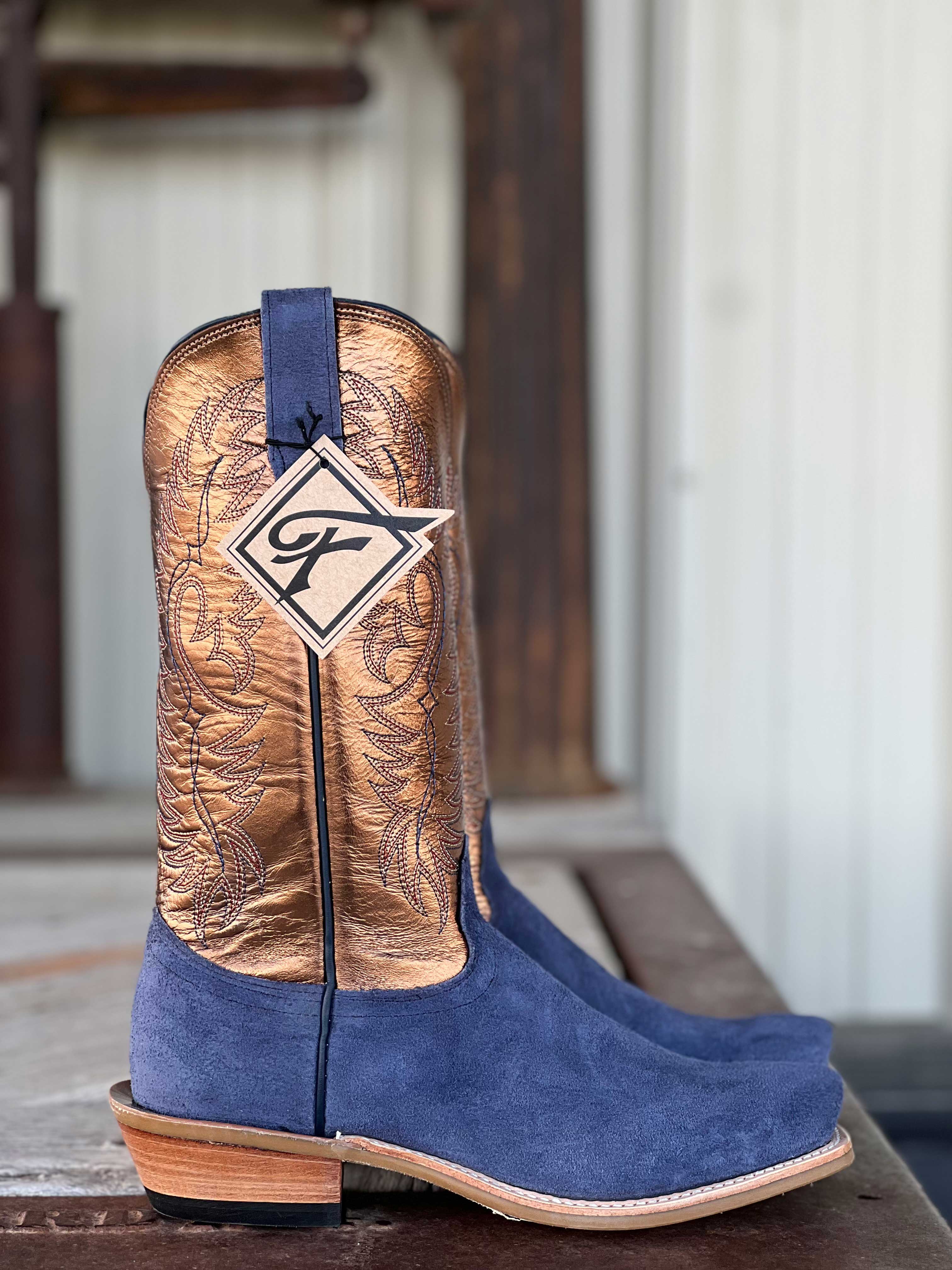 Fenoglio Boot Co. | Navy Roughout w/ Bronze Boot - Image 2