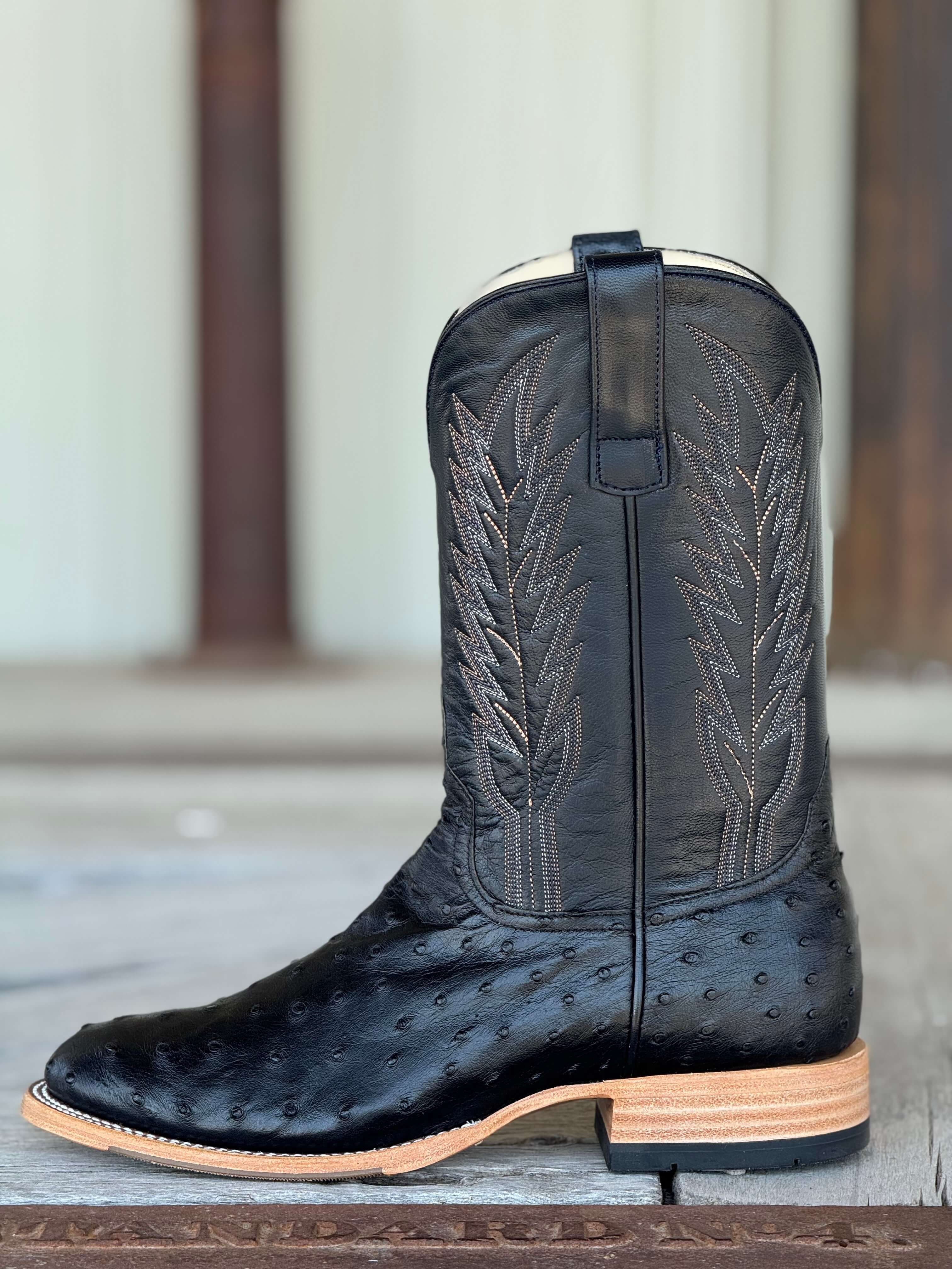 Horse Power Top Hand | 11" Black FQ Ostrich Boot - Image 2