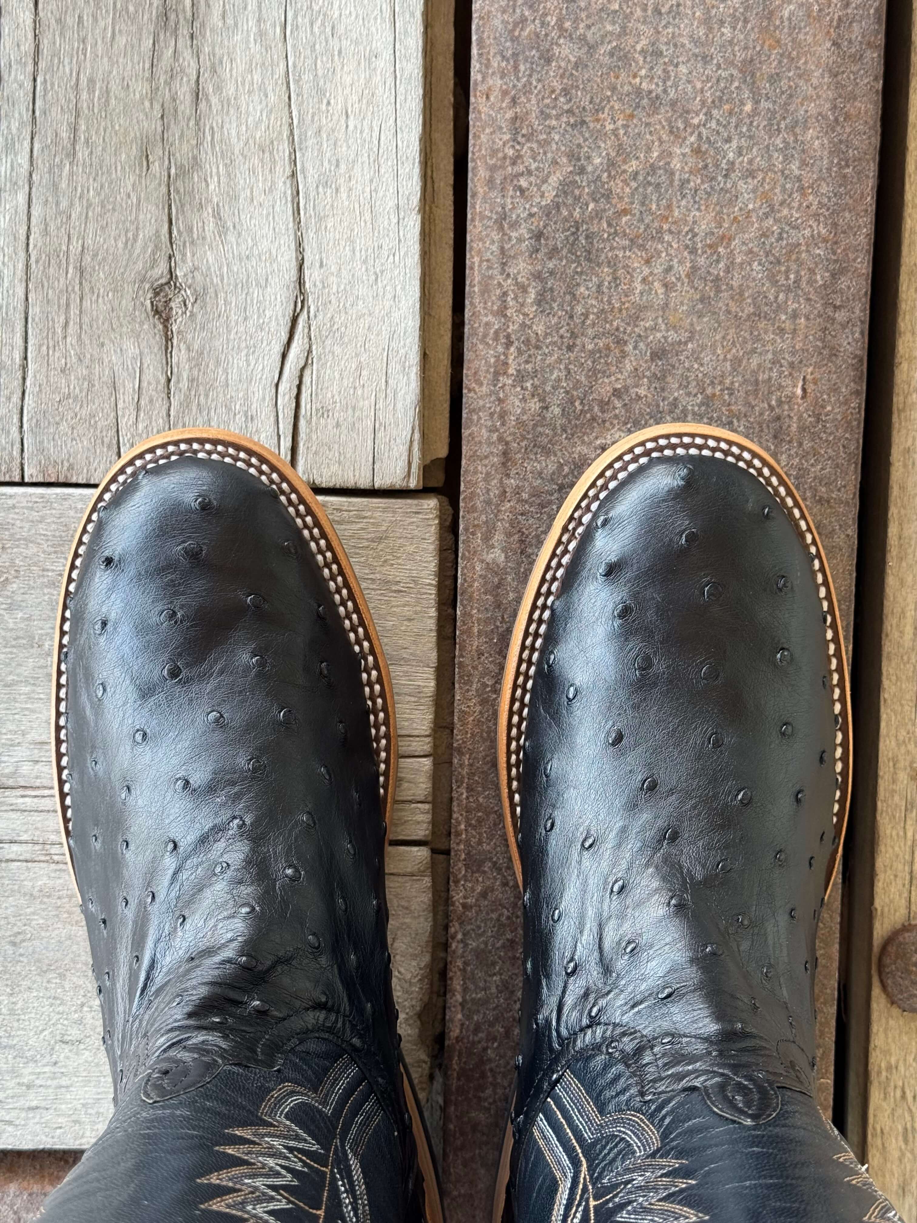 Horse Power Top Hand | 11" Black FQ Ostrich Boot - Image 3