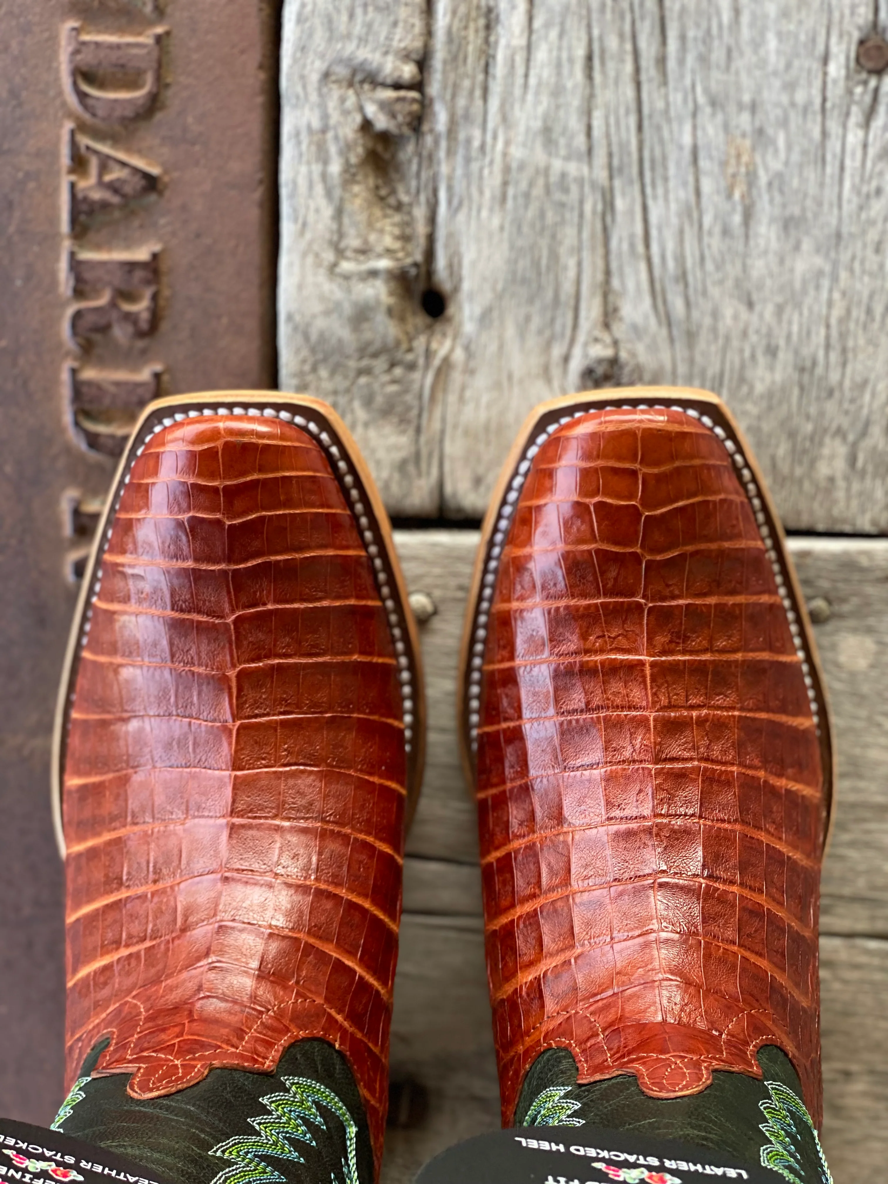 Macie Bean Top Hand |  Brandy Caiman Belly Ladies TK Toe Boot - Image 3