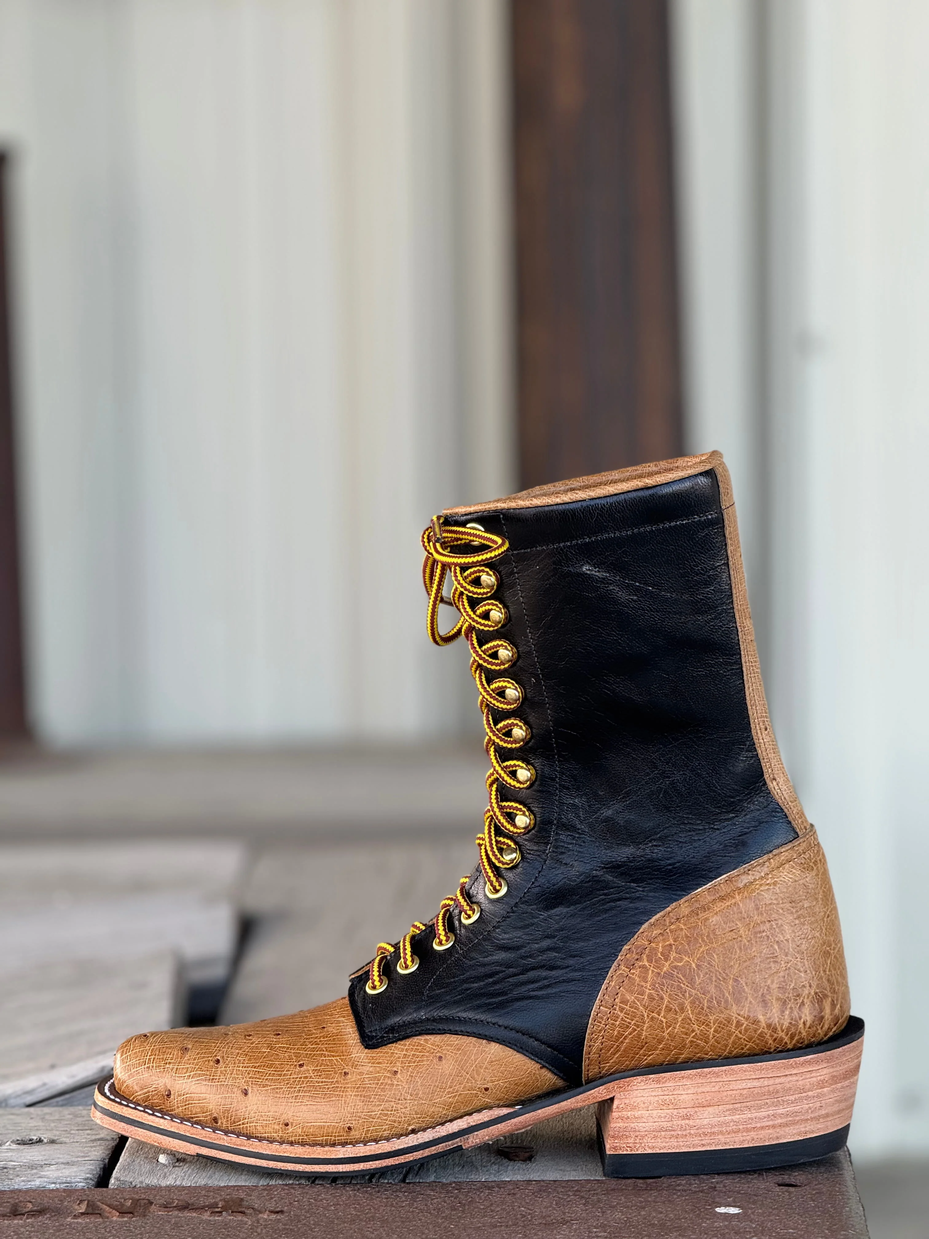 Olathe Boot Co. | Antique Saddle Mad Dog Lacer Ostrich Boot - Image 2