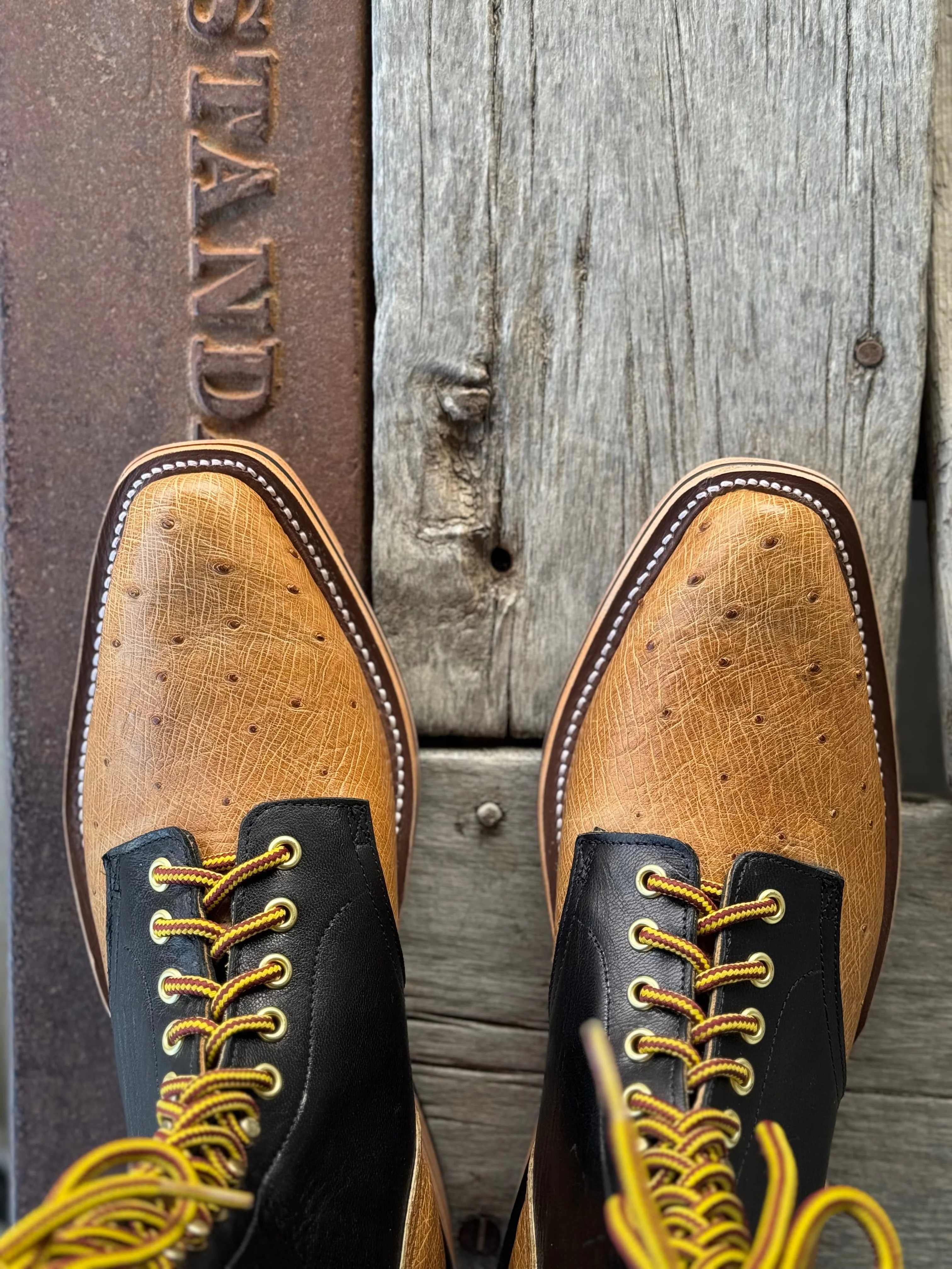 Olathe Boot Co. | Antique Saddle Mad Dog Lacer Ostrich Boot - Image 3