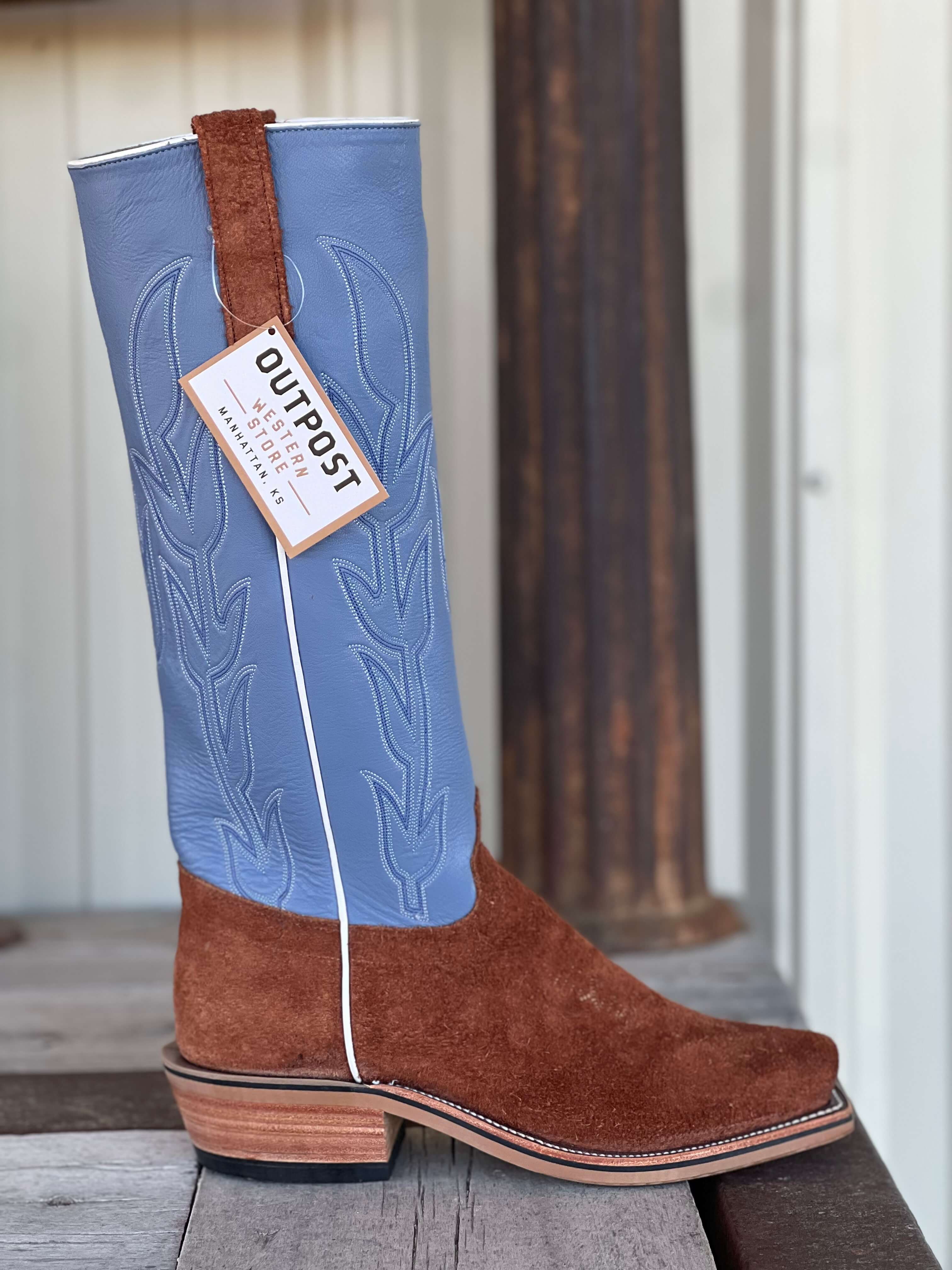 Olathe Boot Co. | Brown Mule Roughout O Toe Boot - Image 2