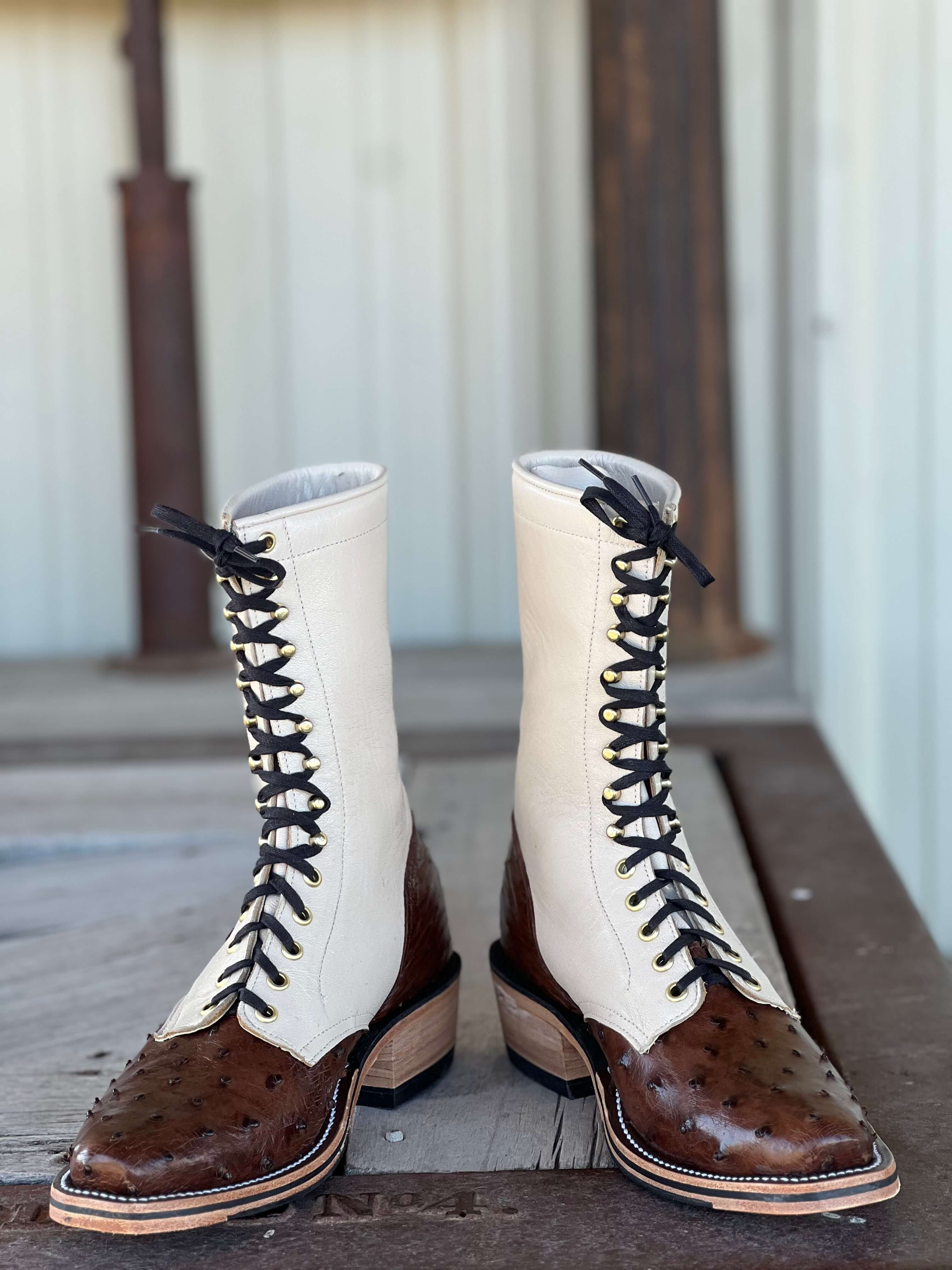 Olathe Boot Co. | Cafe Americano Ostrich Lacer Boot