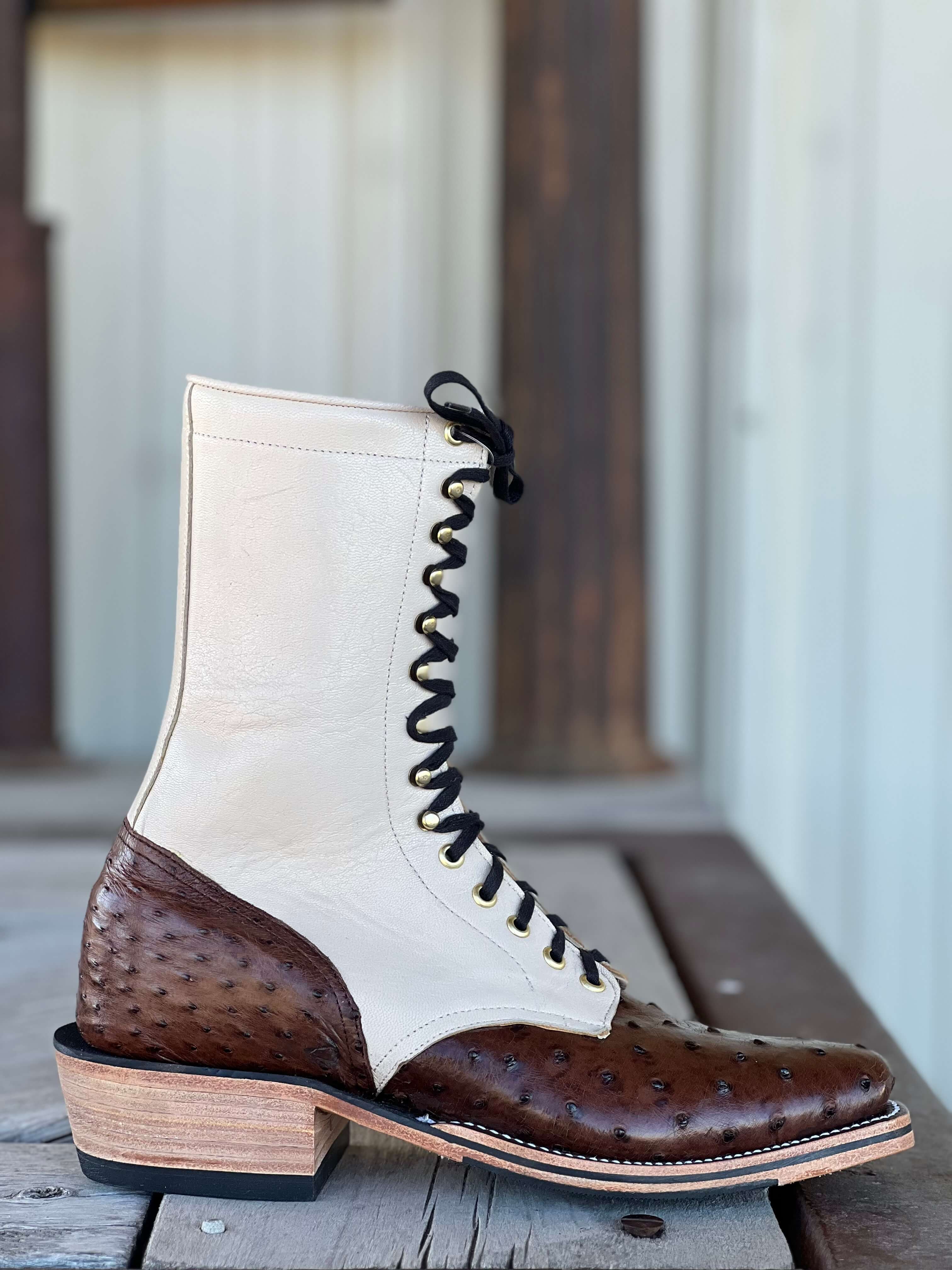 Olathe Boot Co. | Cafe Americano Ostrich Lacer Boot - Image 2