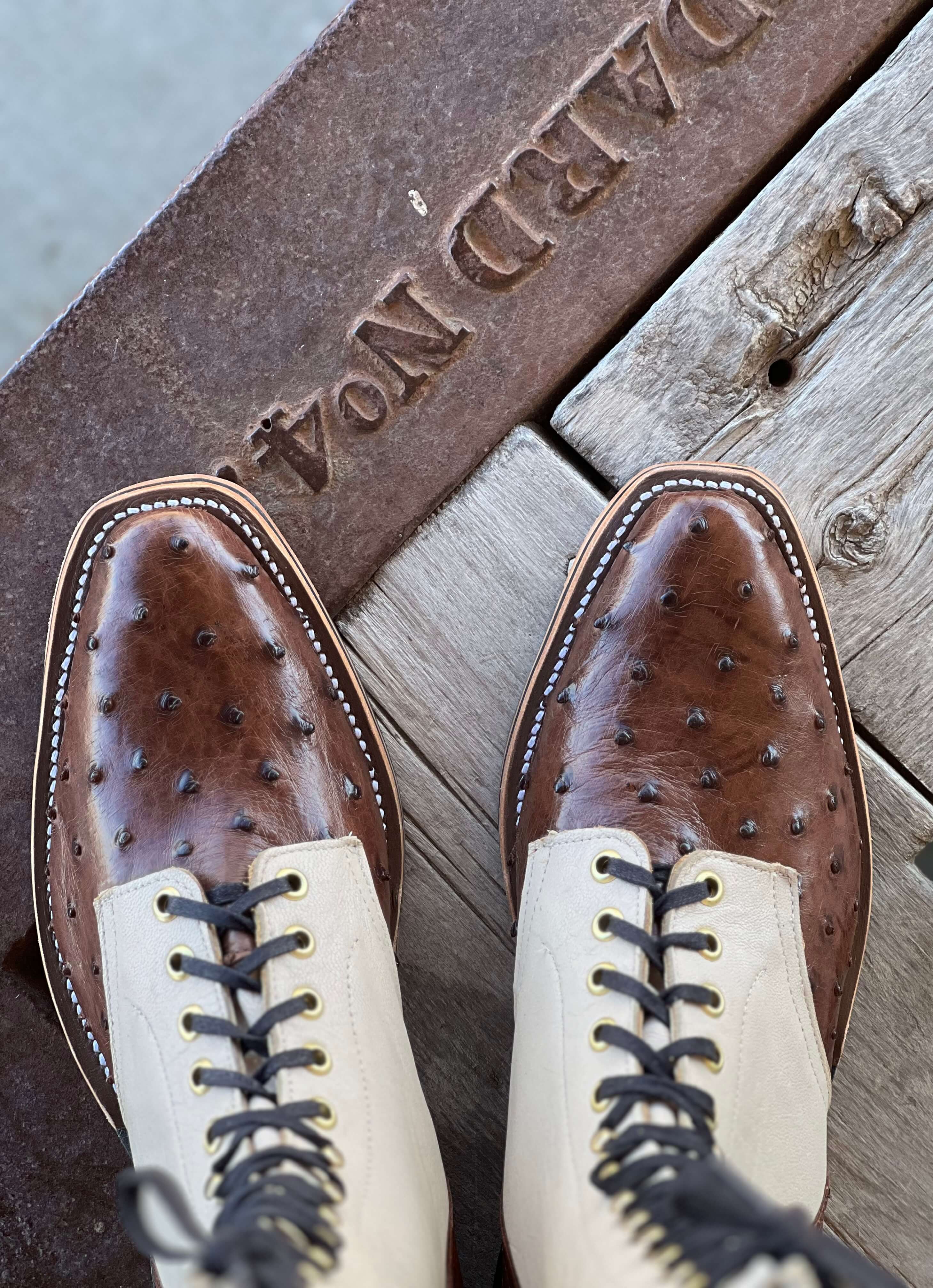 Olathe Boot Co. | Cafe Americano Ostrich Lacer Boot - Image 3