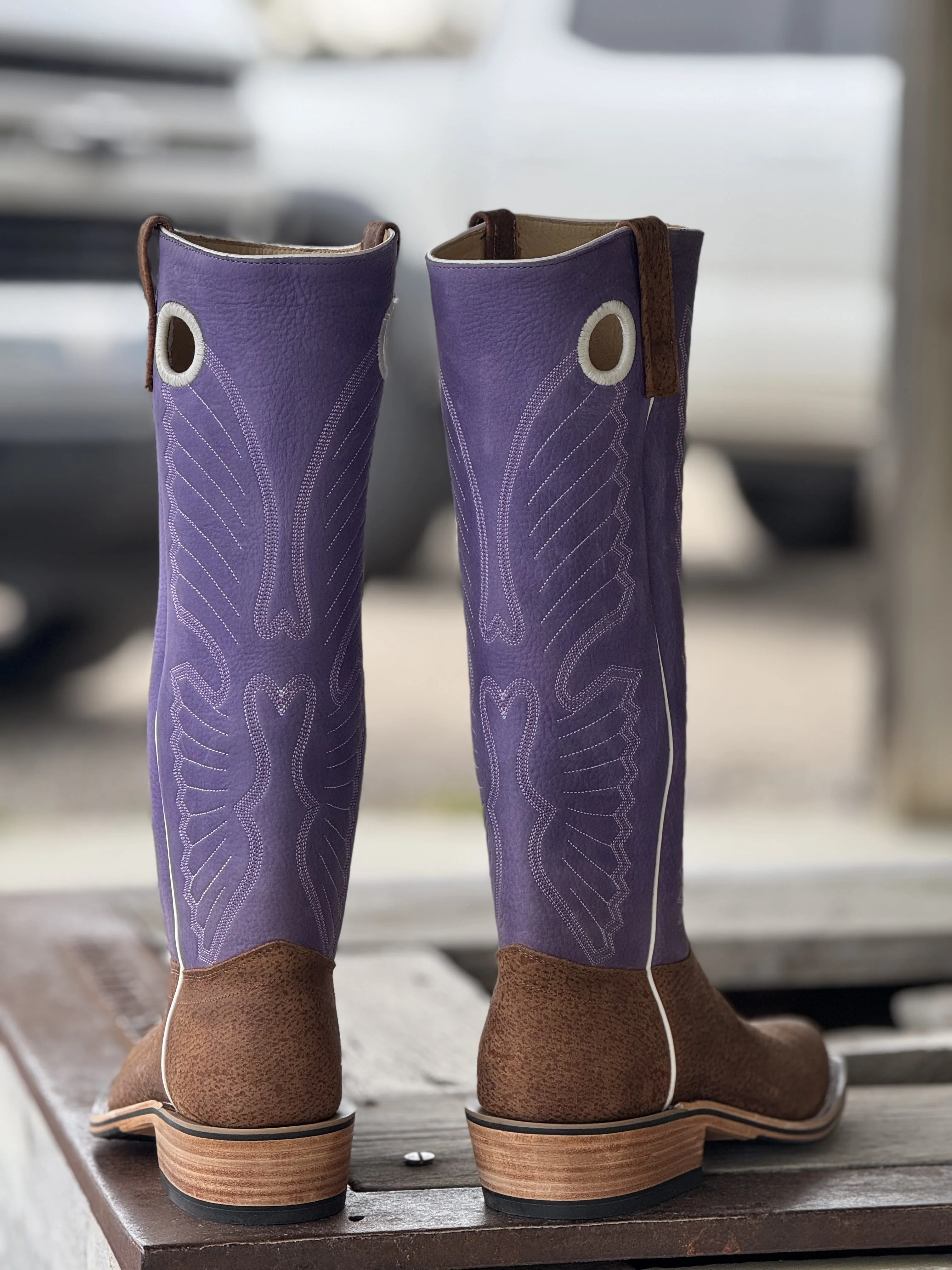 Olathe Boot Co. | Havana Tag Boar Purple Bulldozer Tall Top Boot - Image 4