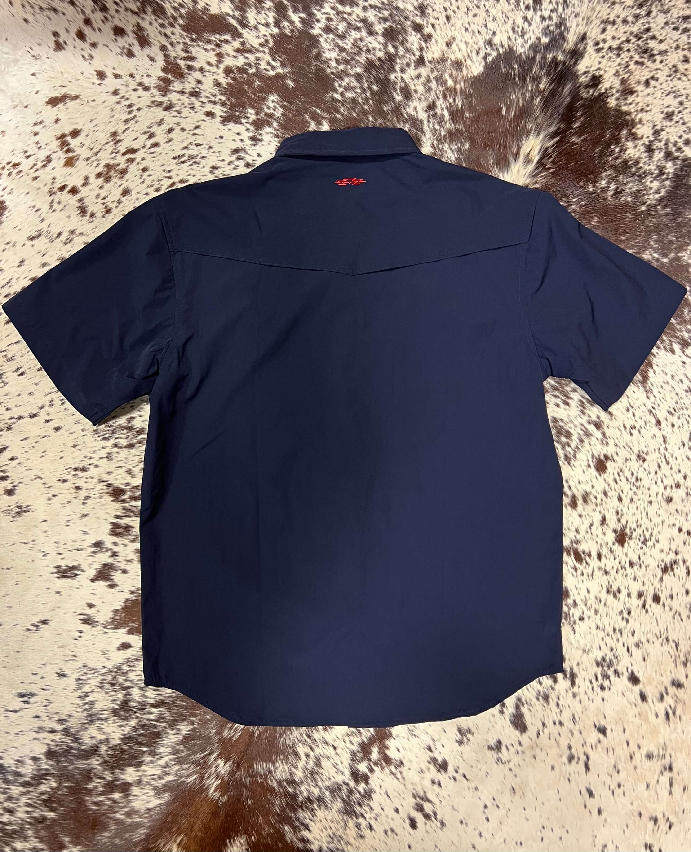 Outpost Performance Navy Pearl Snap SS Shirt - Image 2