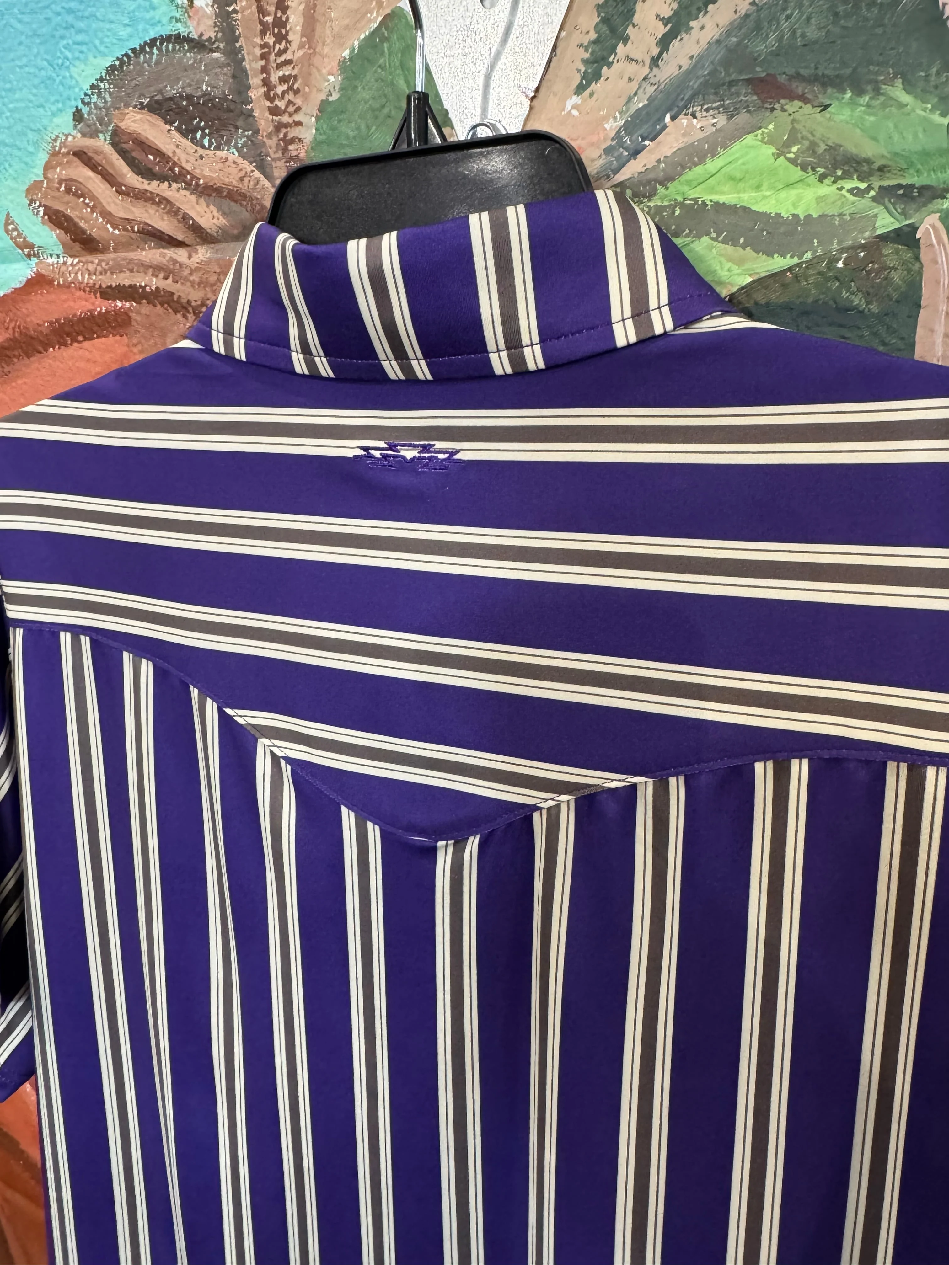 Outpost Performance Purple/Grey Stripe Polo Shirt - Image 2