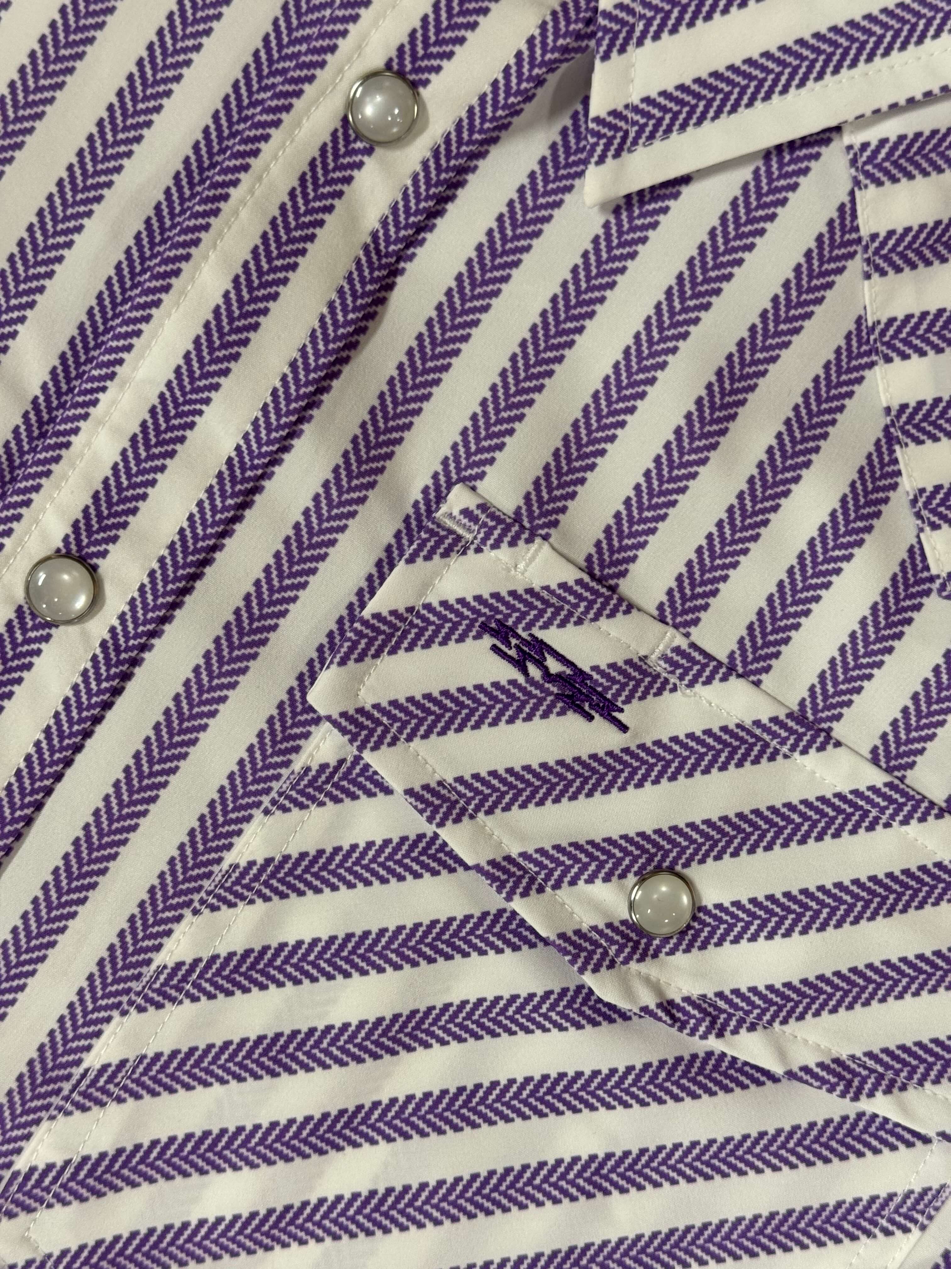 Outpost Performance Purple Stripe LS Pearl Snap Shirt - Image 2