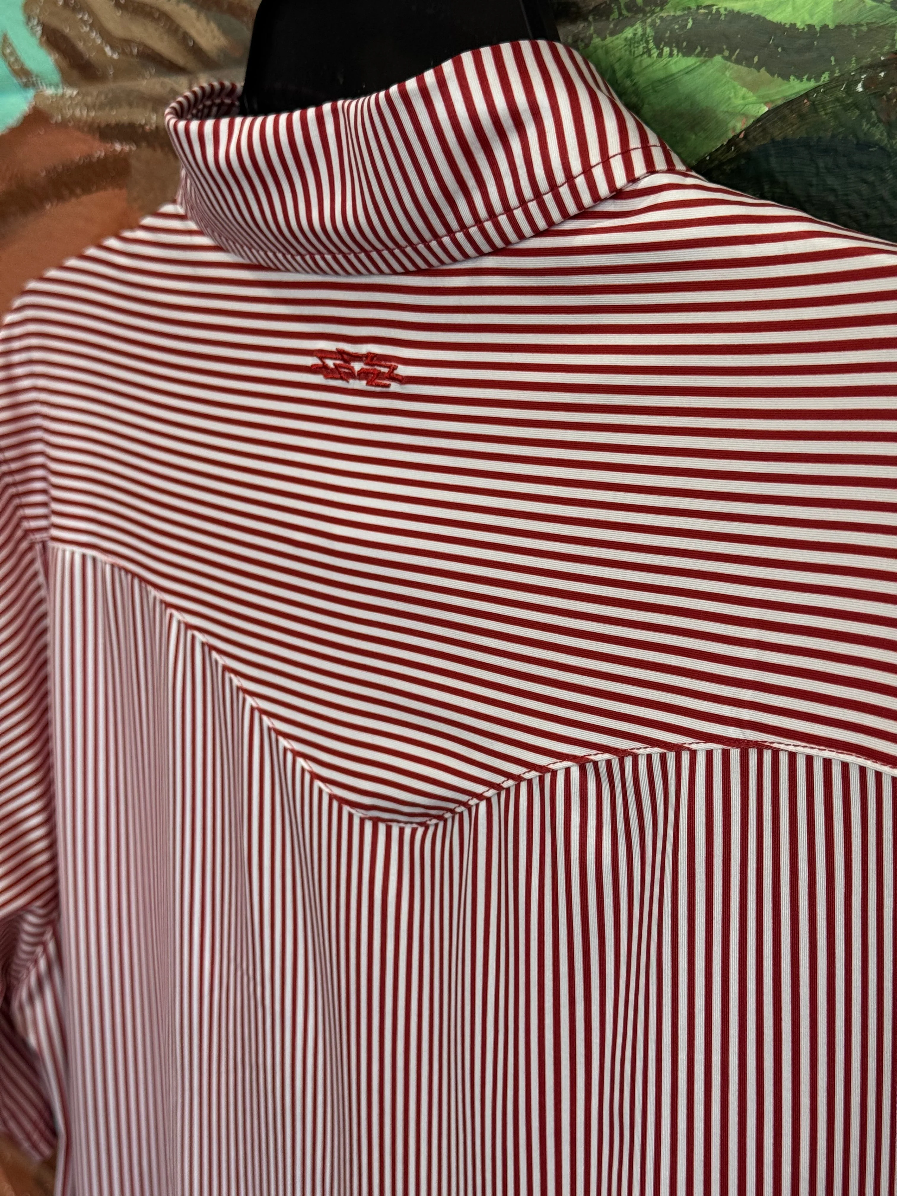 Outpost Performance Red Pinstripe Polo Shirt - Image 2