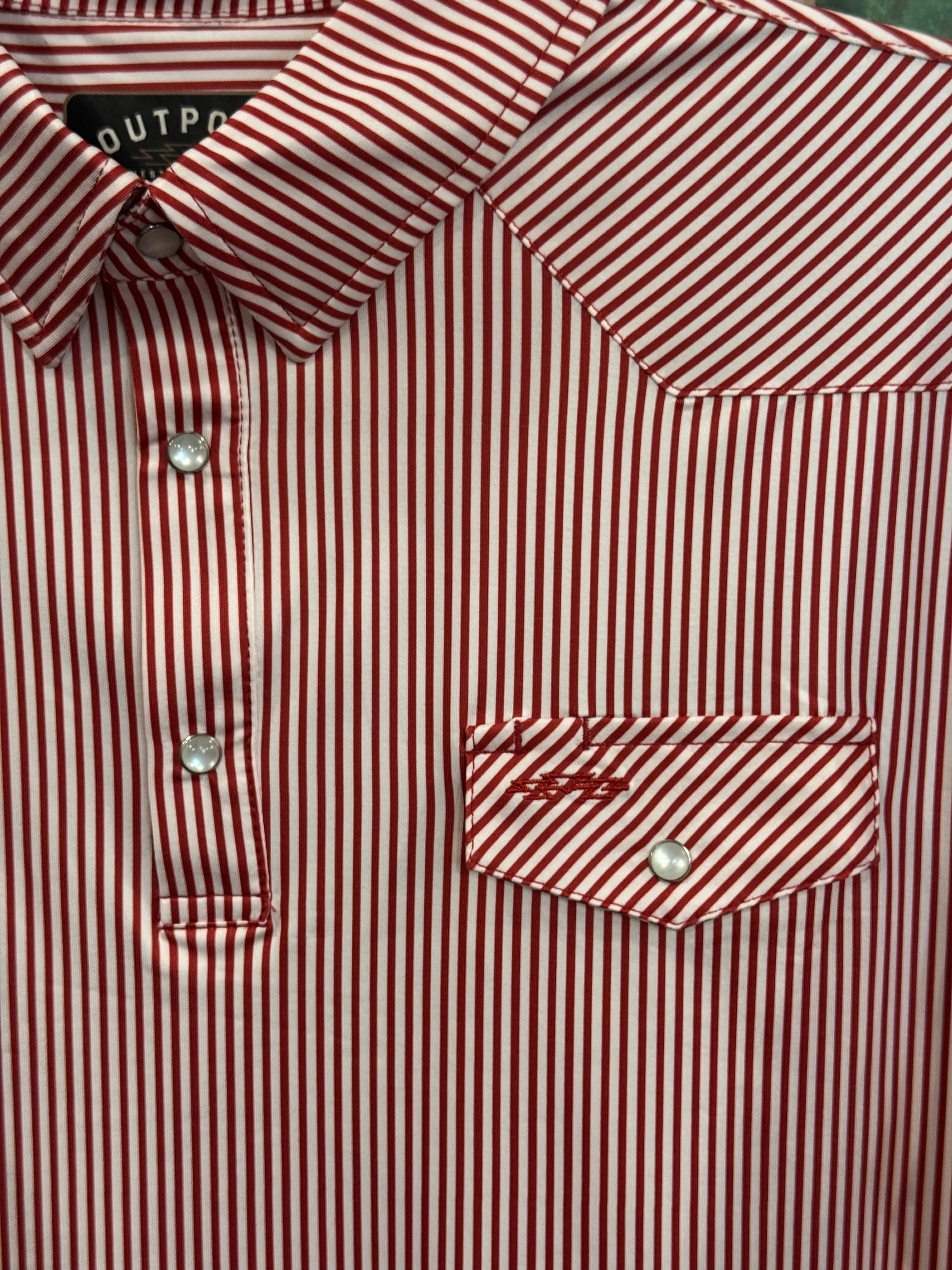 Outpost Performance Red Pinstripe Polo Shirt - Image 3