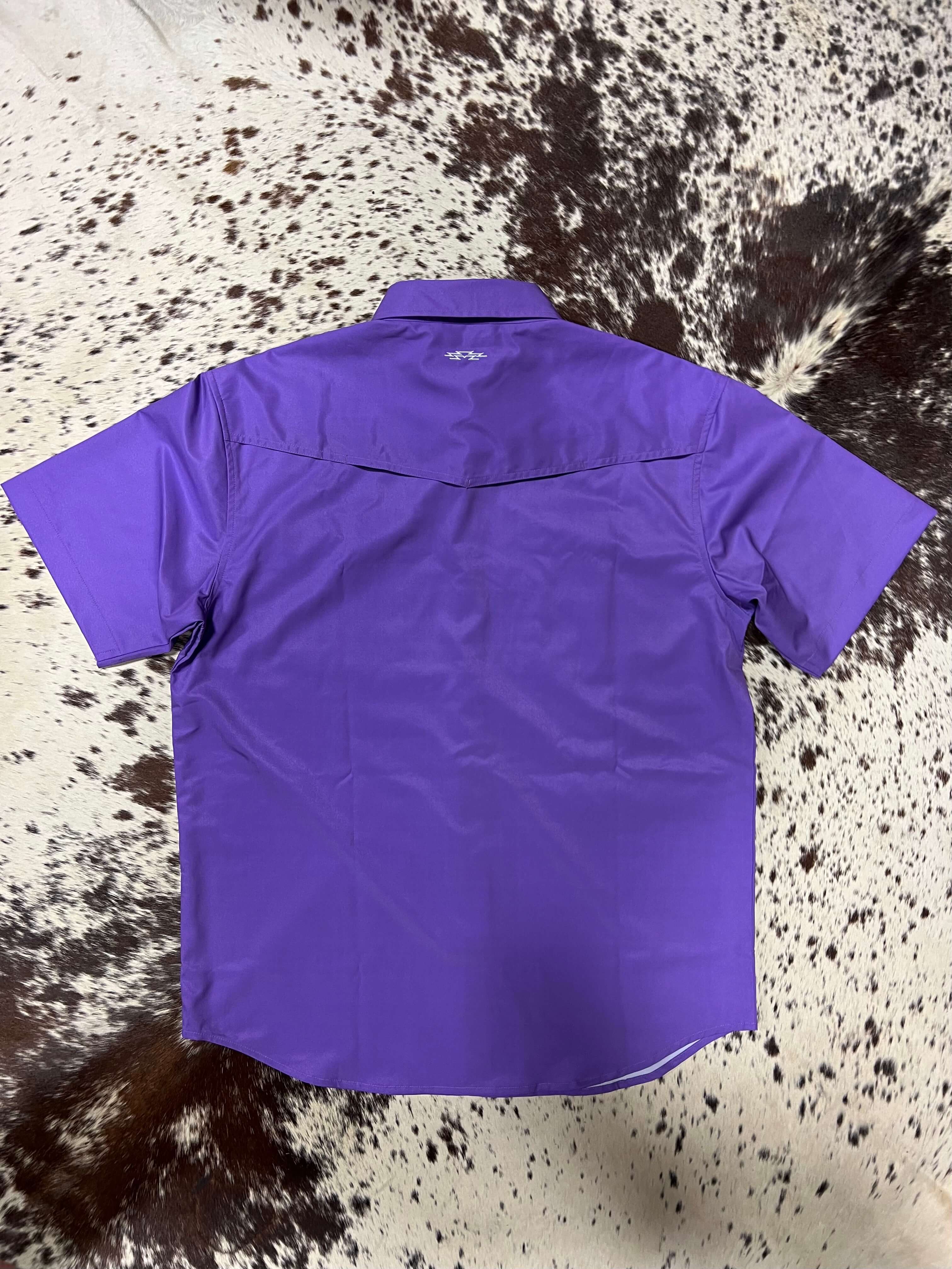 Outpost Performance Purple Pearl Snap SS Shirt - Image 2
