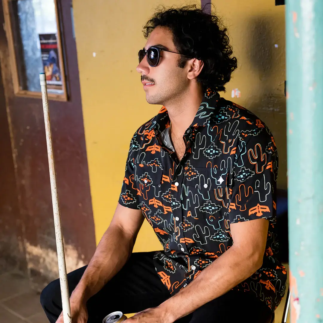 Raised by Coyotes | Desert Cactus Nights Pearl Snap Shirt - Image 2