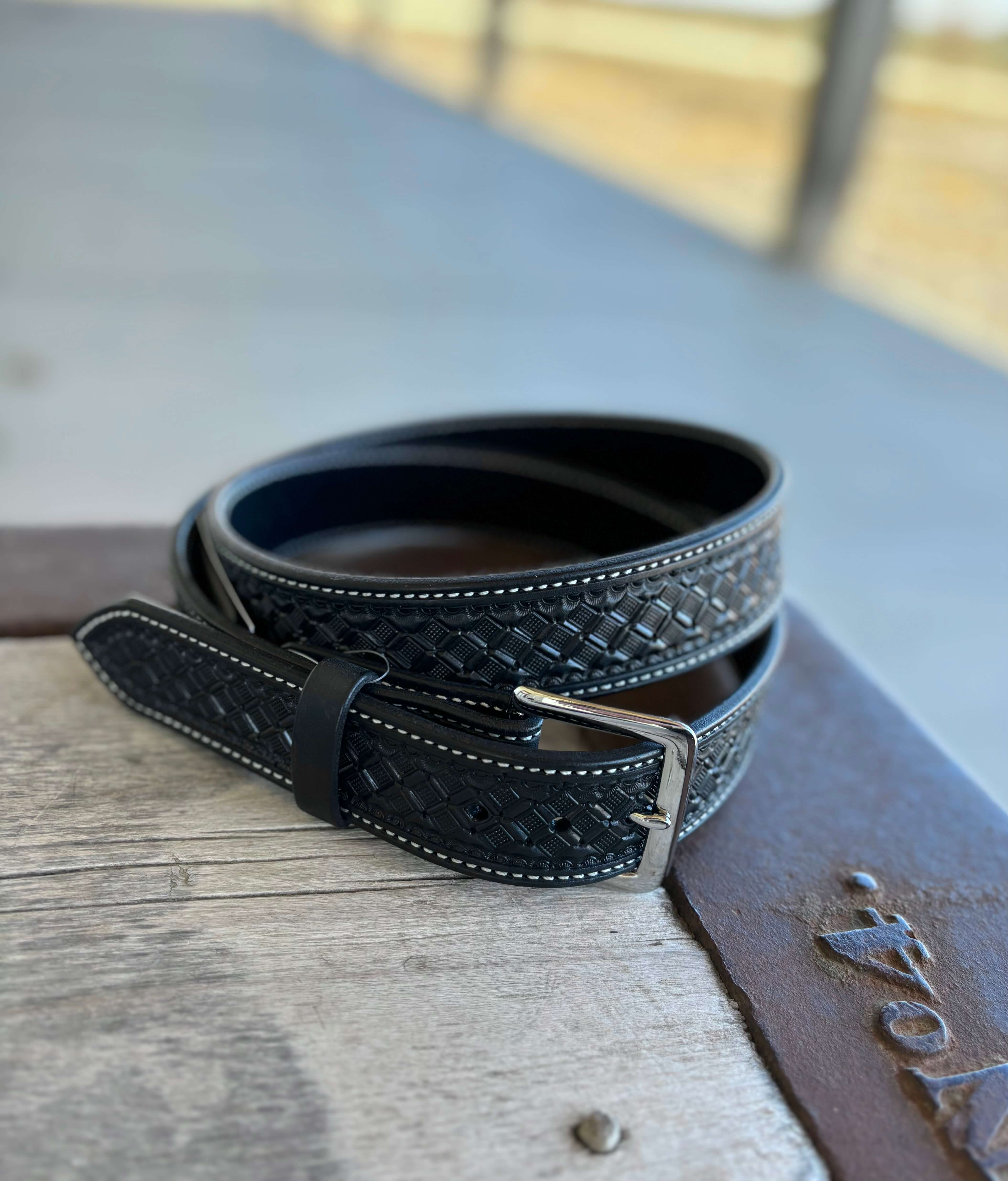 Texas Saddlery | Black Waffle Belt - Image 2