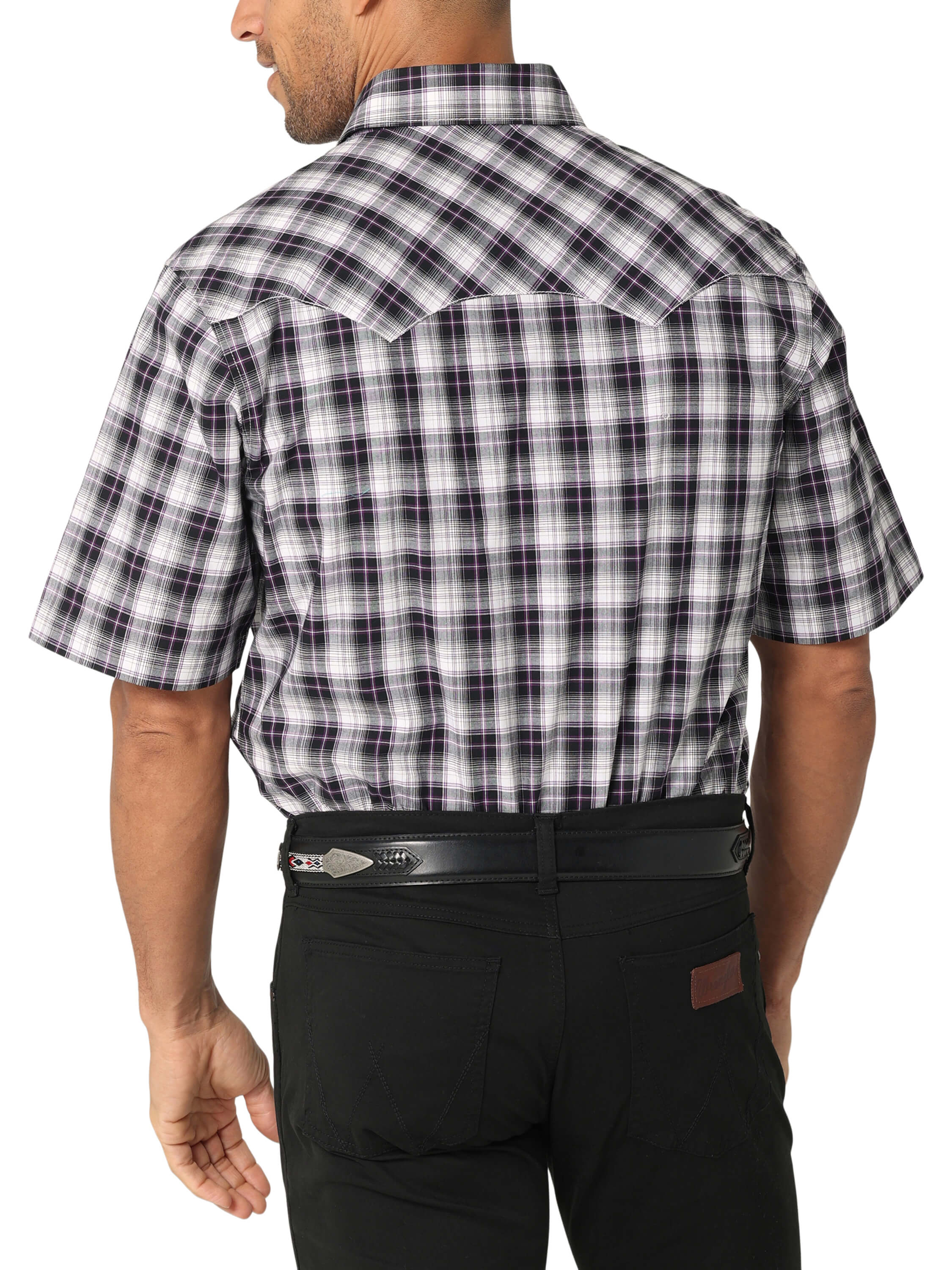 Wrangler | Retro Black Plaid SS Snap Shirt - Image 2