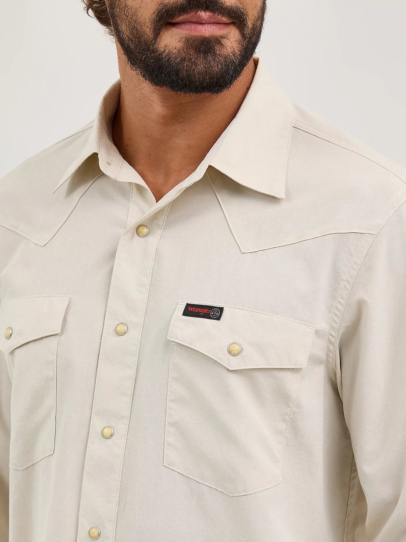 Wrangler | Western Utility LS Beige Snap Shirt - Image 3