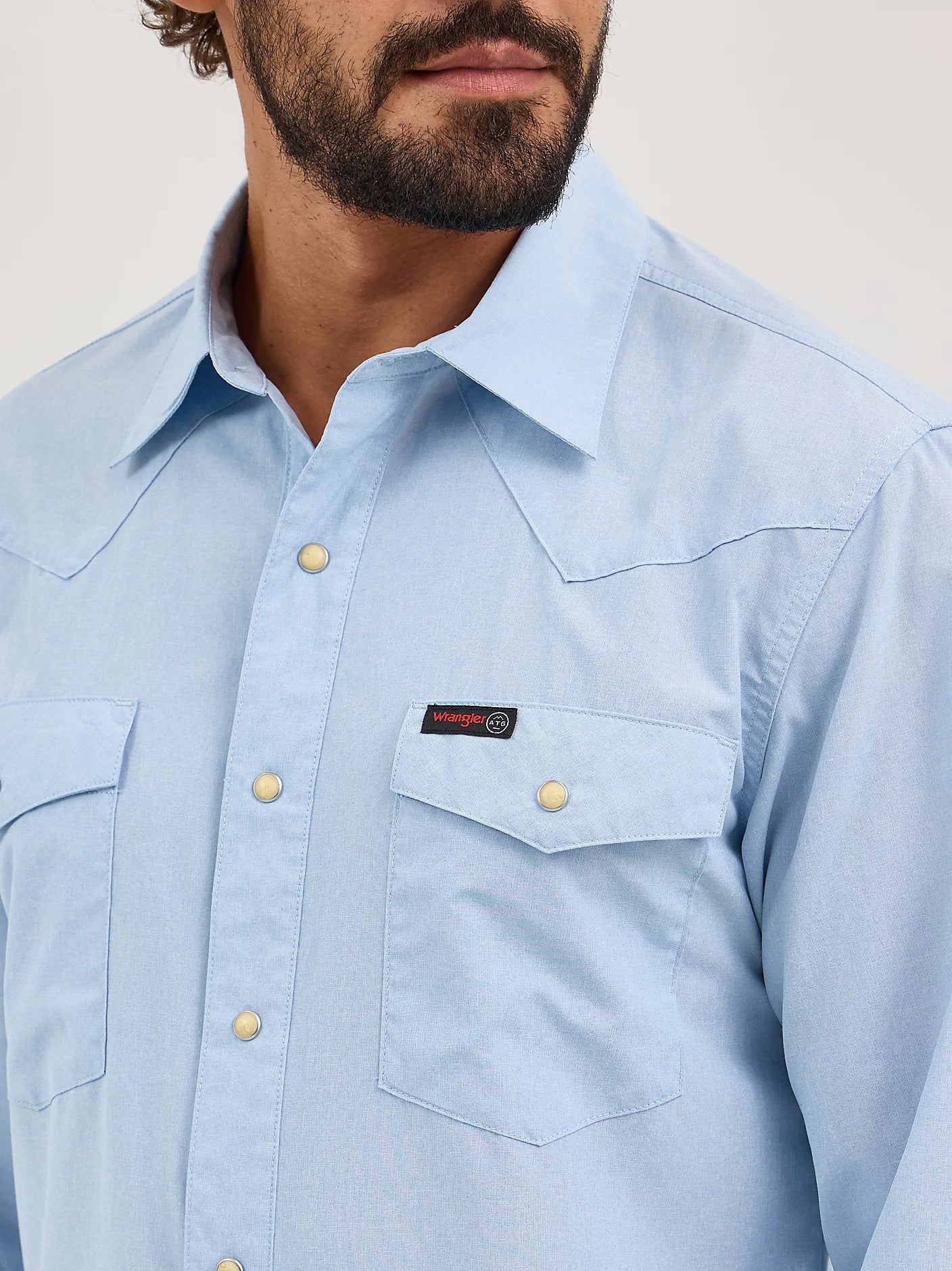 Wrangler | Western Utility LS Light Blue Snap Shirt - Image 3