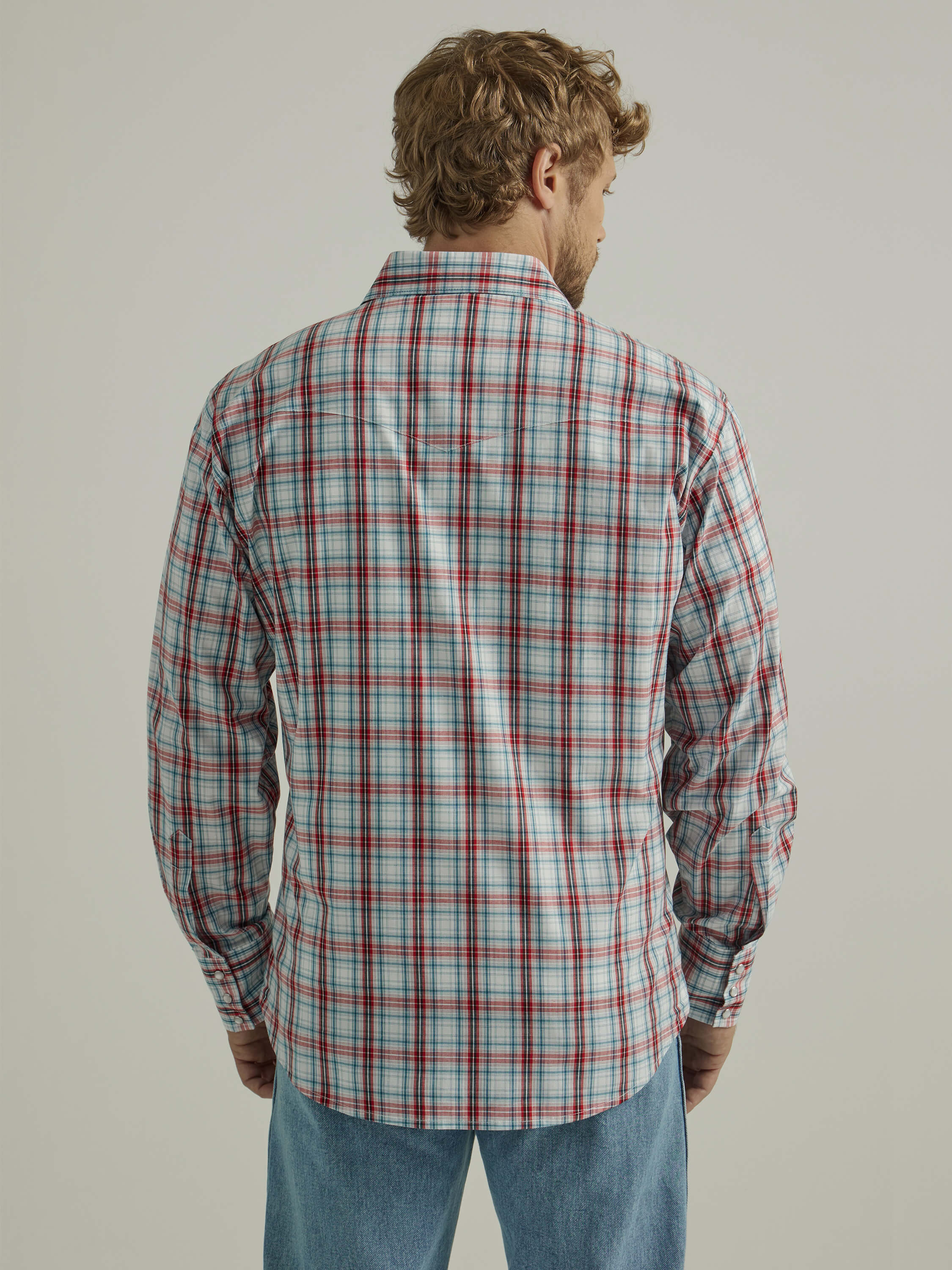 Wrangler | Wrinkle Resist Classic Fit Red Plaid LS Shirt - Image 2